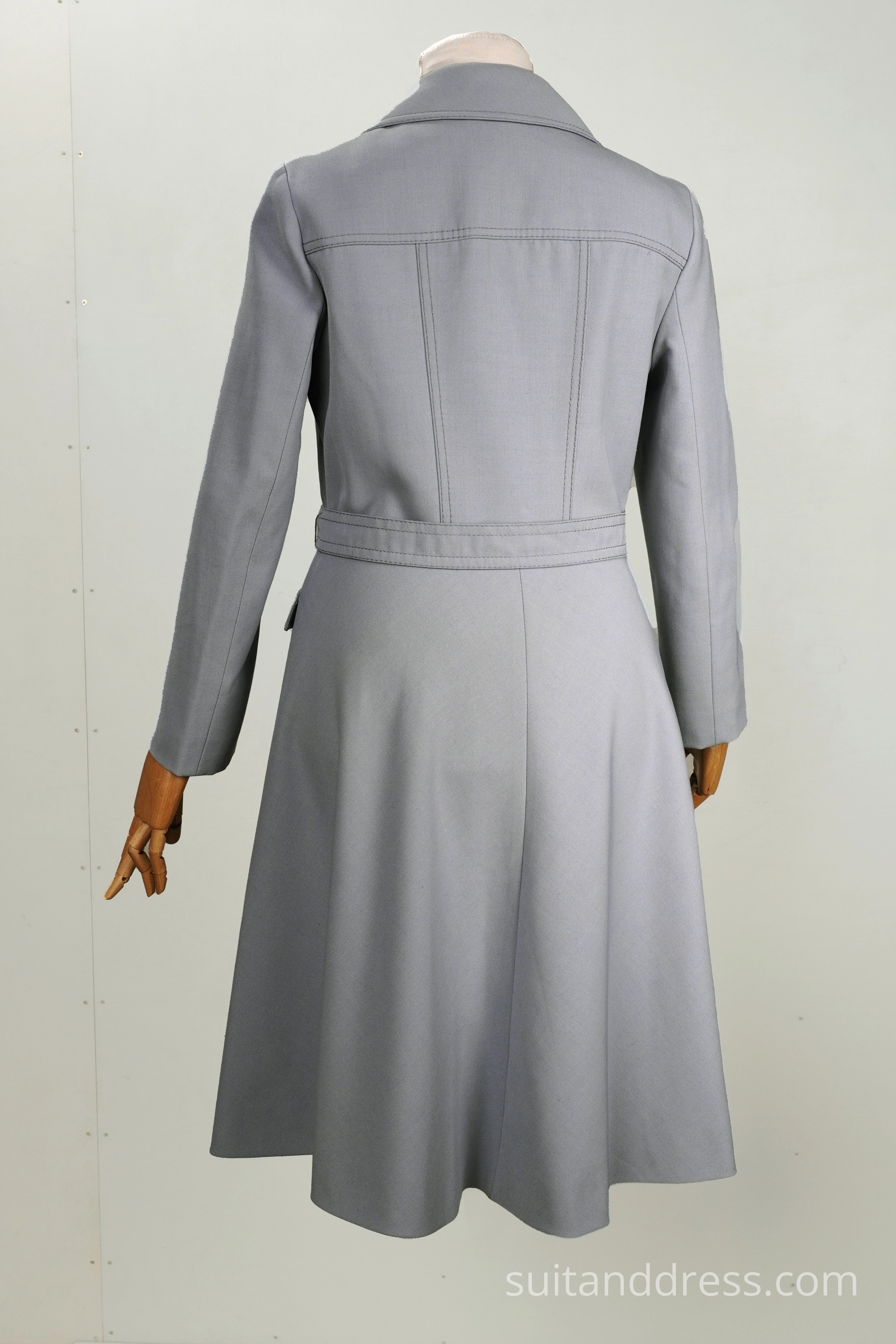 1970s gabardine trench coat in dove gray vintage fashion rent