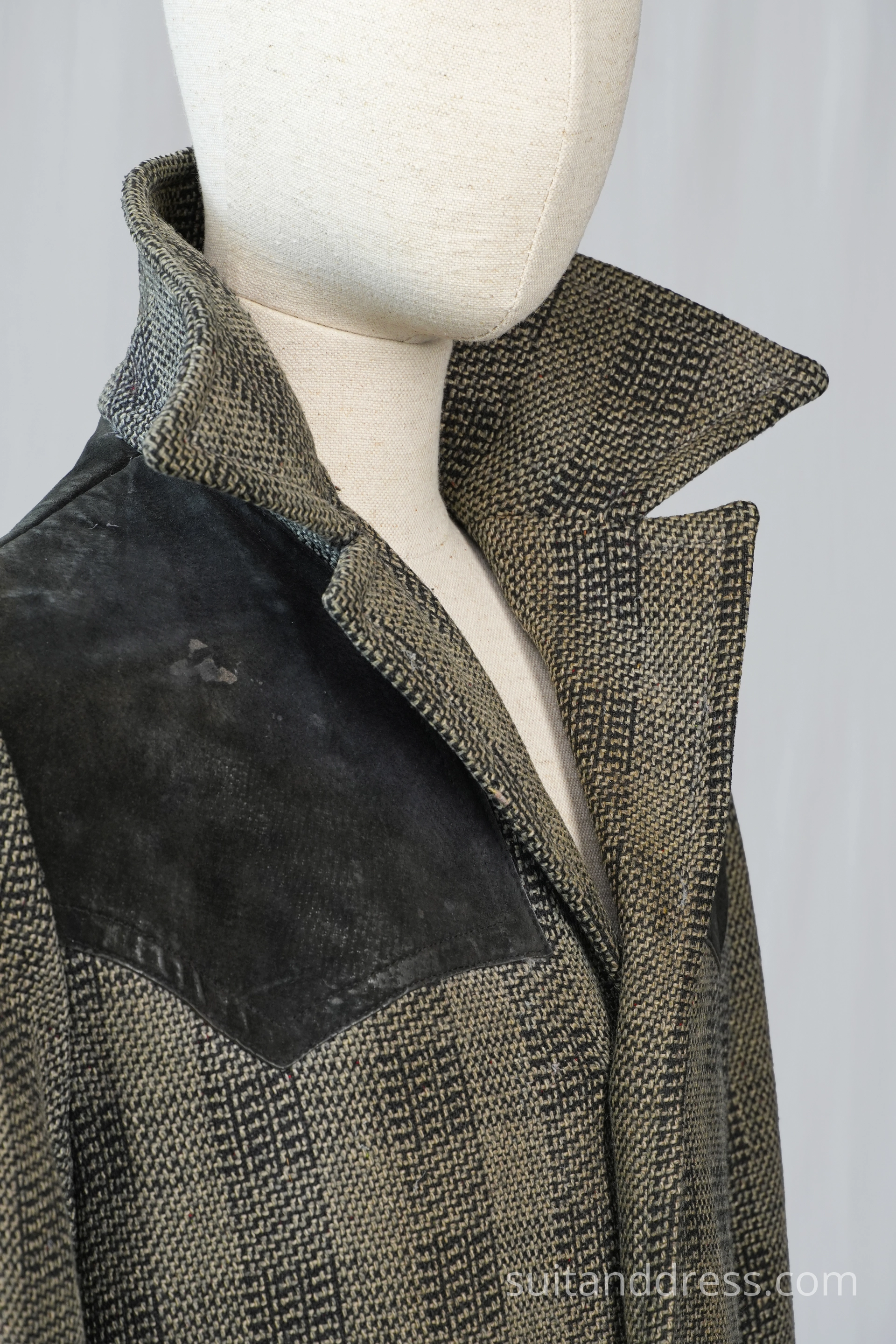 Mid century wool suede worn out boys coat vintage wardrobe rental for films cotume rent in Riga Latvia
