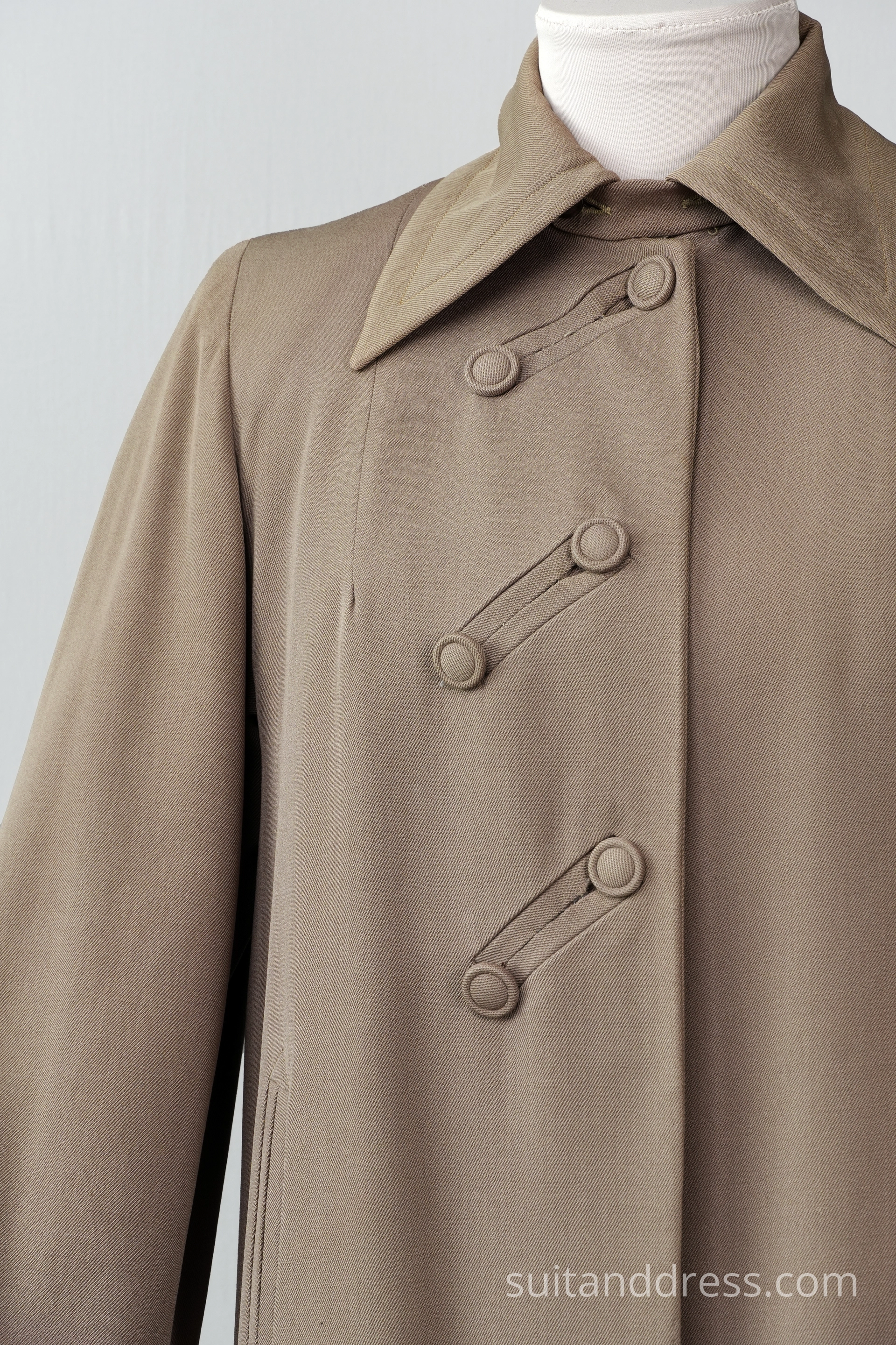 1940s wool gabardine coat in toupe