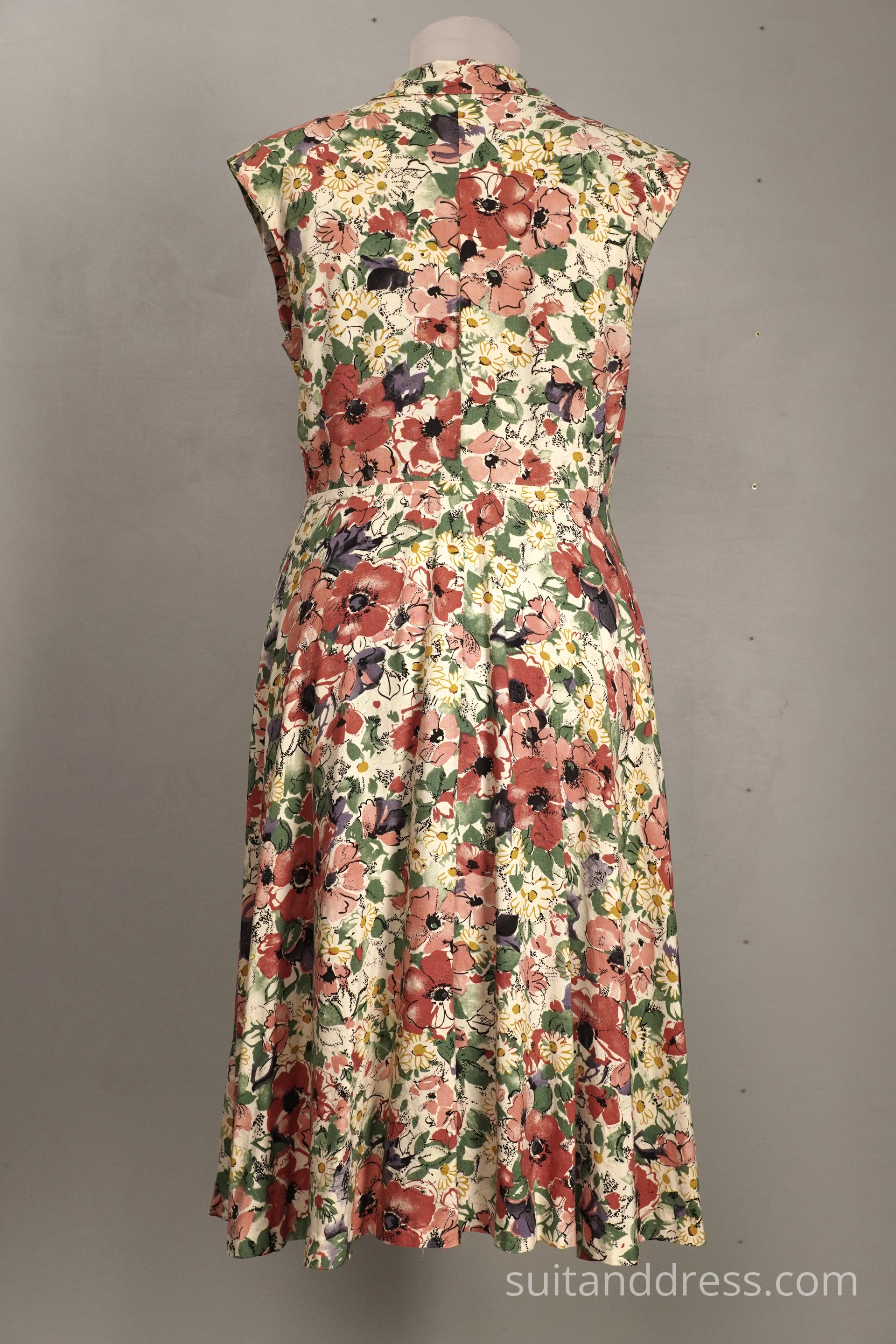 1950s rayon summer dress floral print