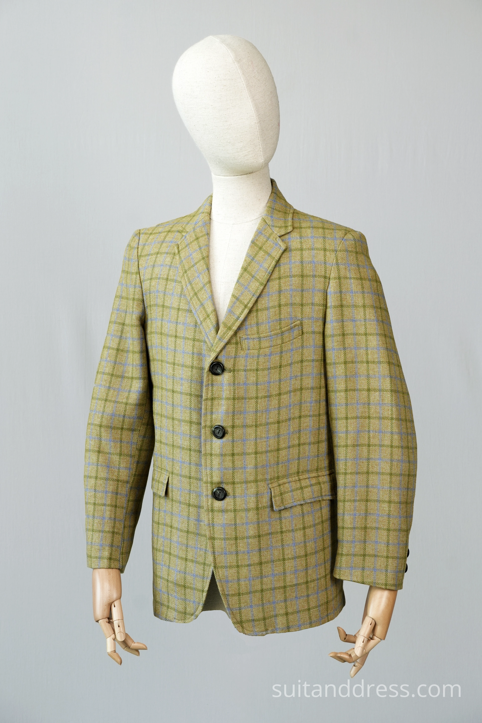 1960s boys plaid check jacket in green vintage costume rental for films in Riga Latvia
