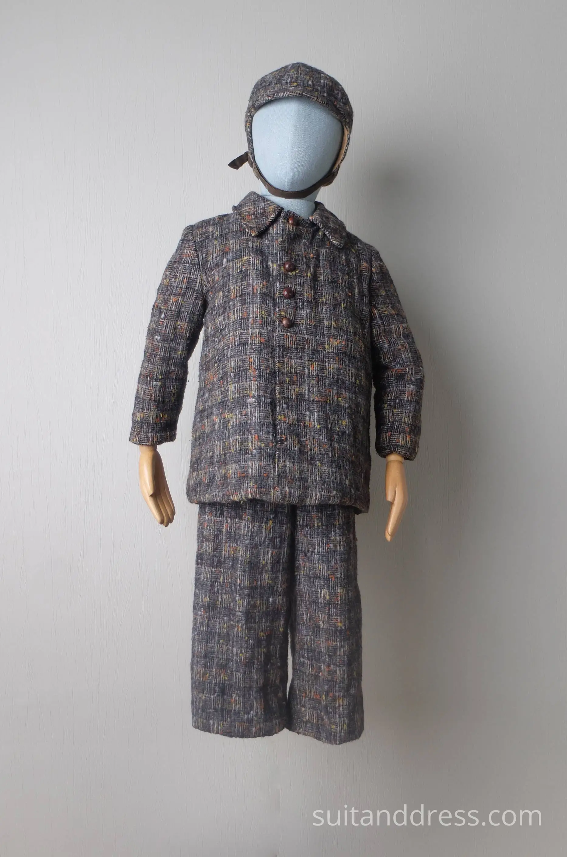 vintage winter set for boys, vintage kinds coat, 50's boy hat