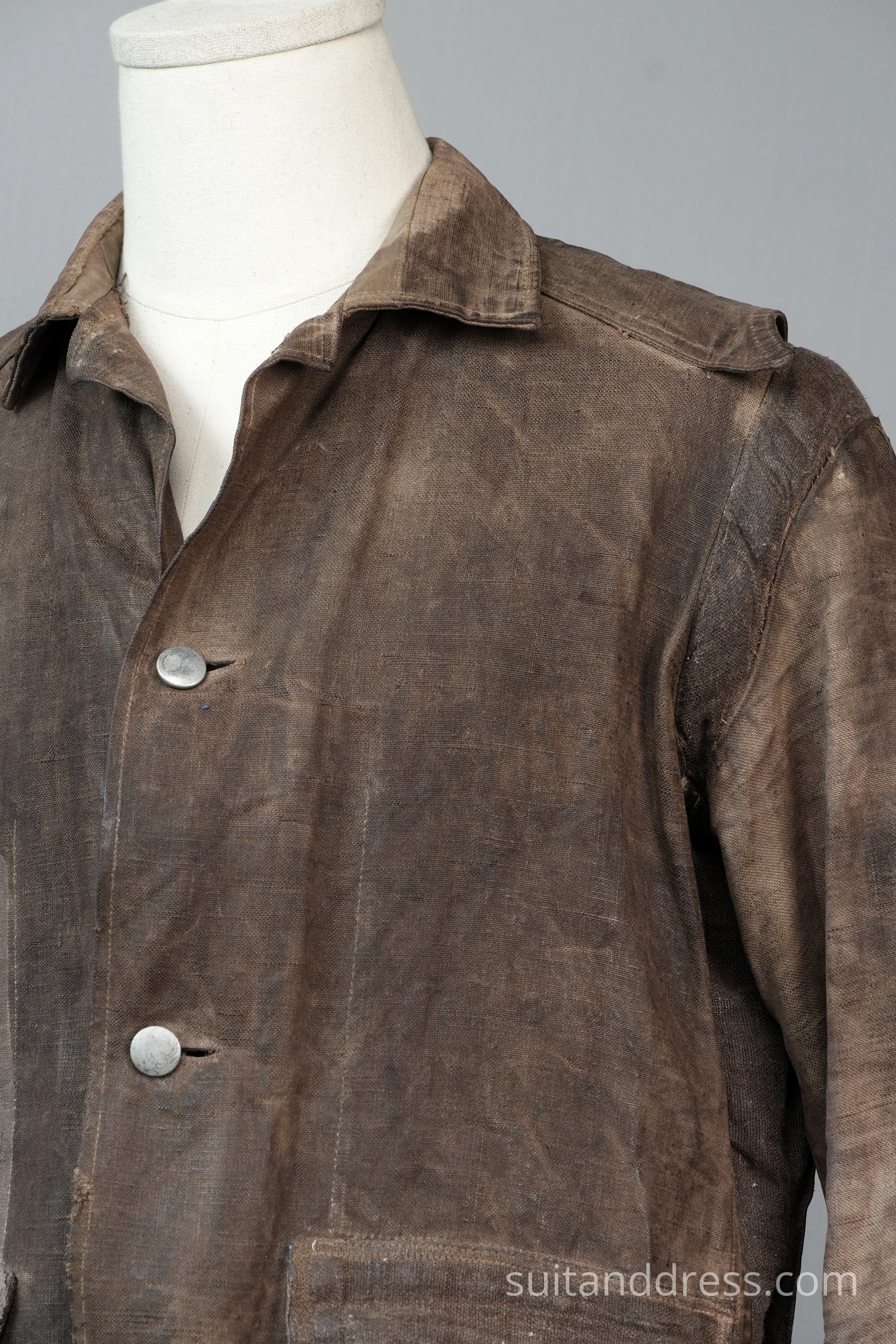 1930s 40s waxed canvas work jacket wardrobe rental for films vintage costume hire in Riga Latvia