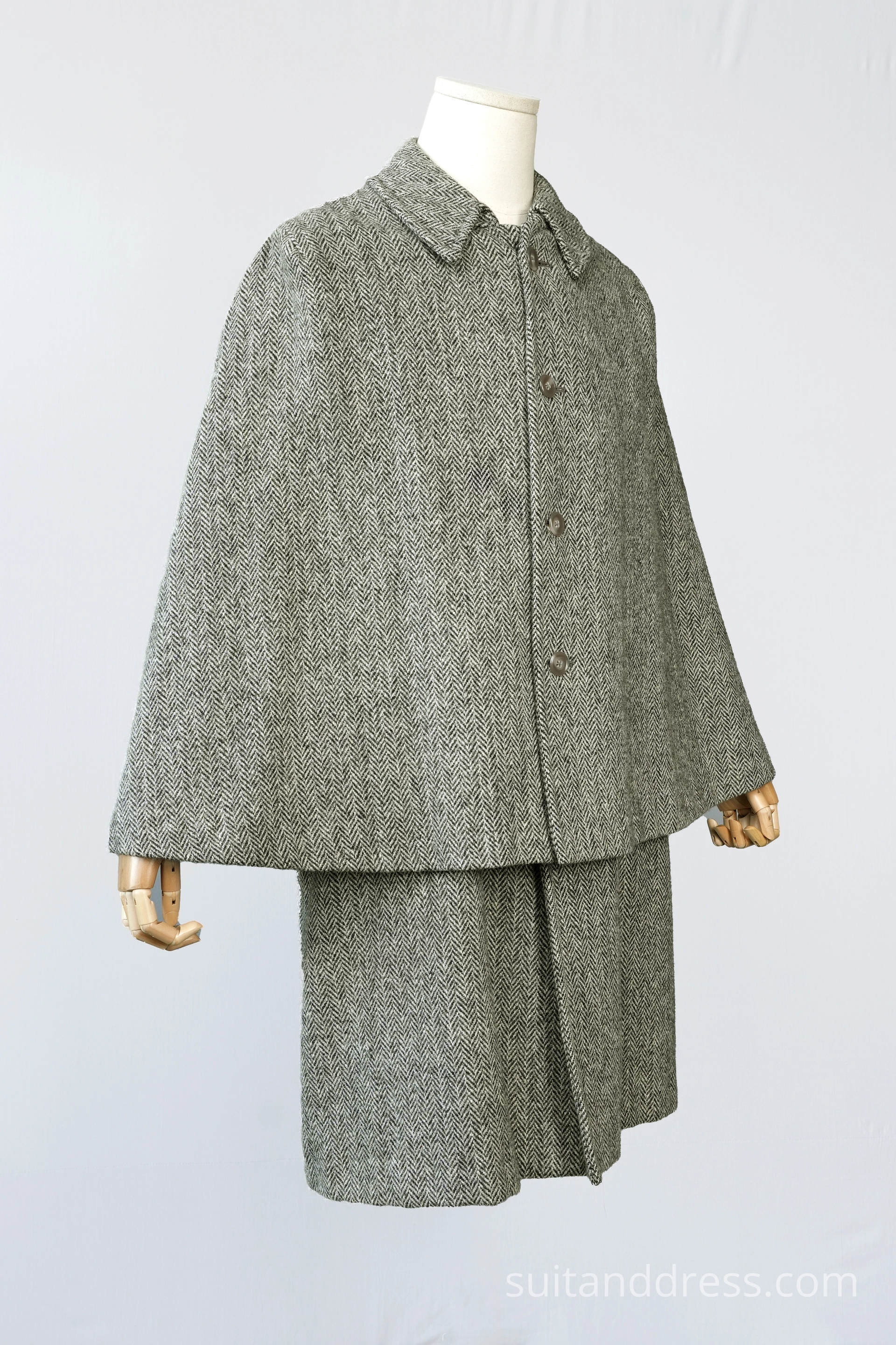 1960s british tweed Men's Inverness cape coat sherlock Holmes style vintage costume rent for films and parties in Riga Latvia