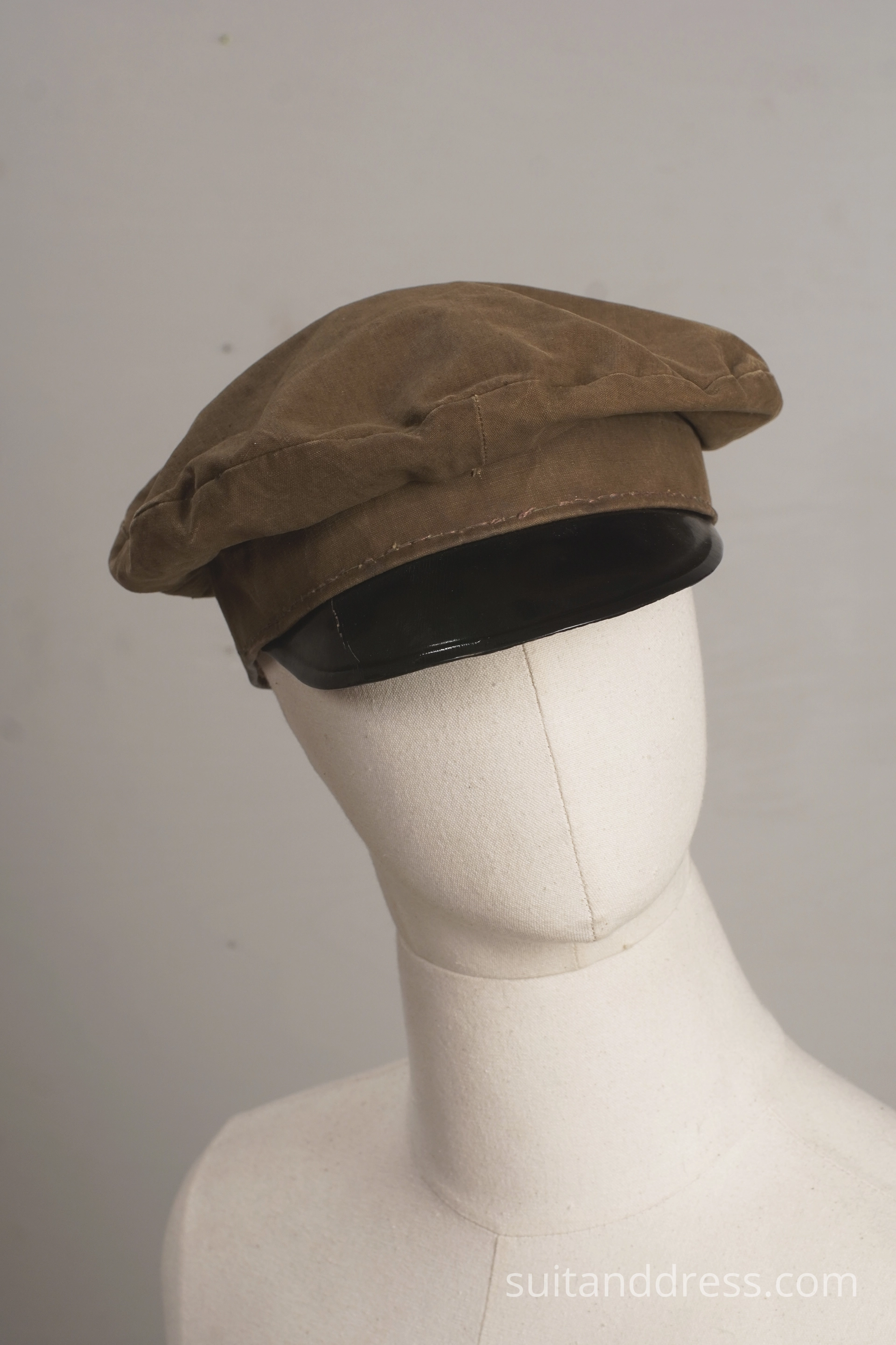 mid century made canvas flat cap khaki