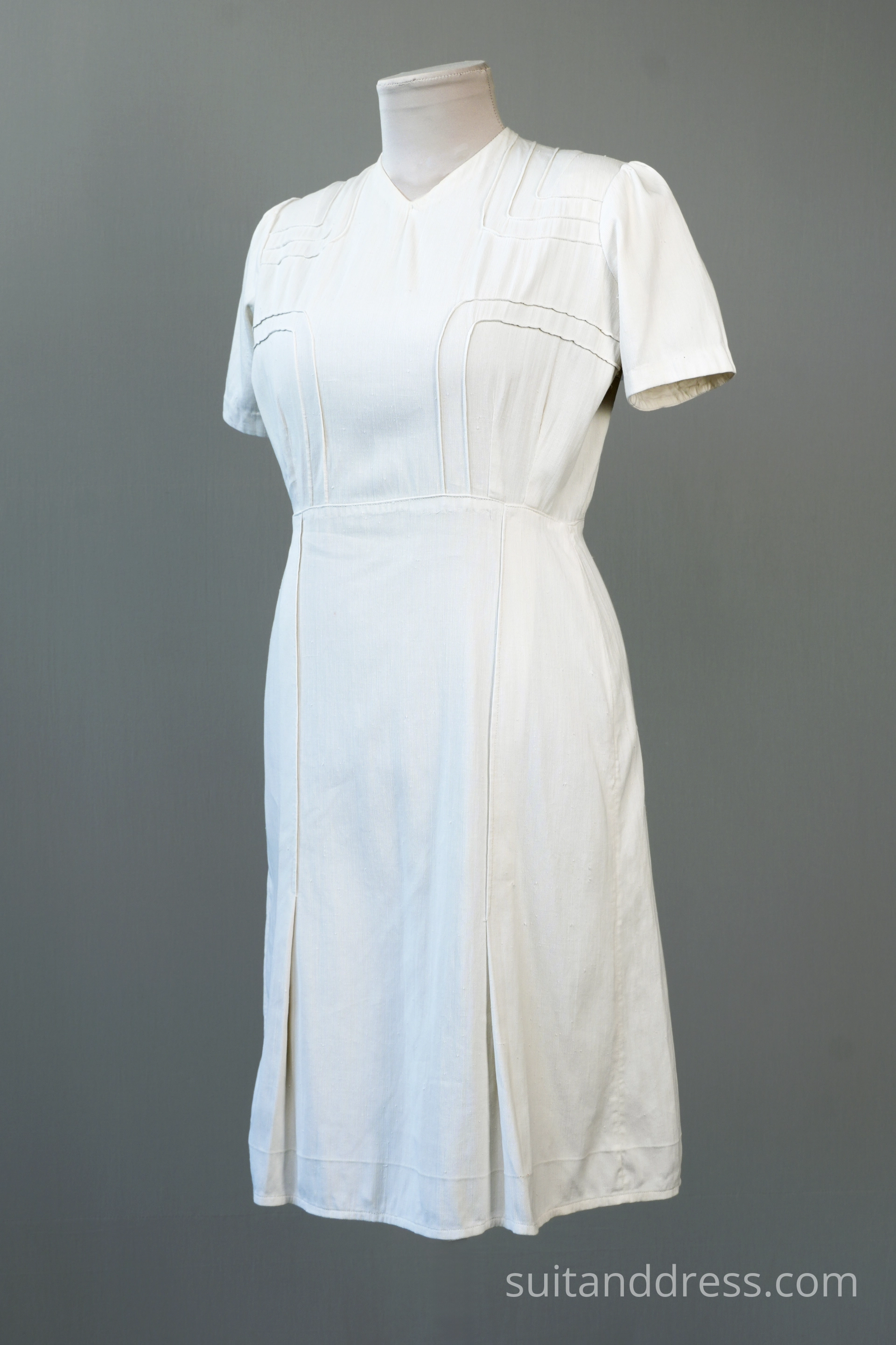 1940s white summer cotton dress womens postwar wartime style casual day fashion vintage costume rental in Riga Latvia