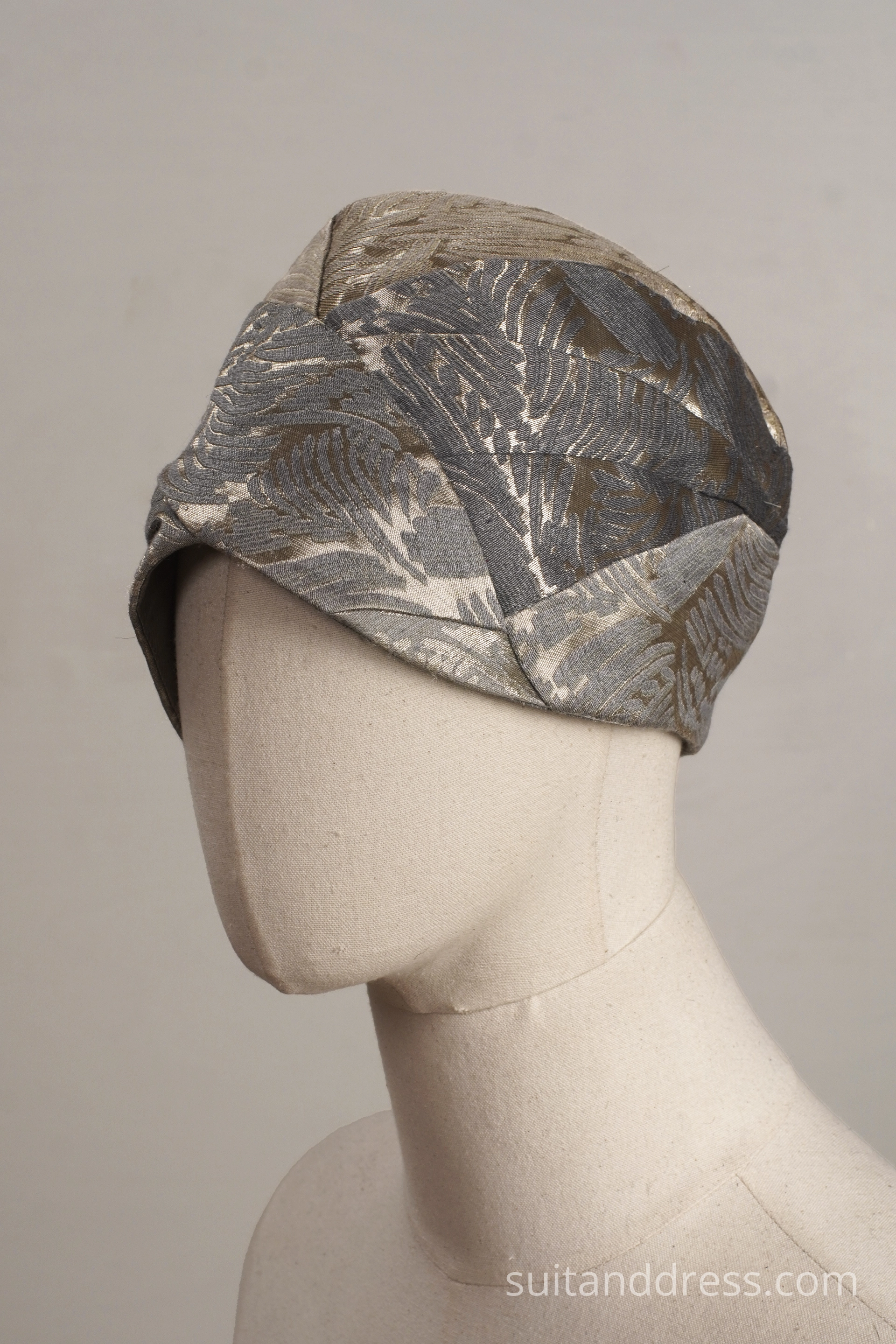 1920s cloche turban brocade lame hat replica