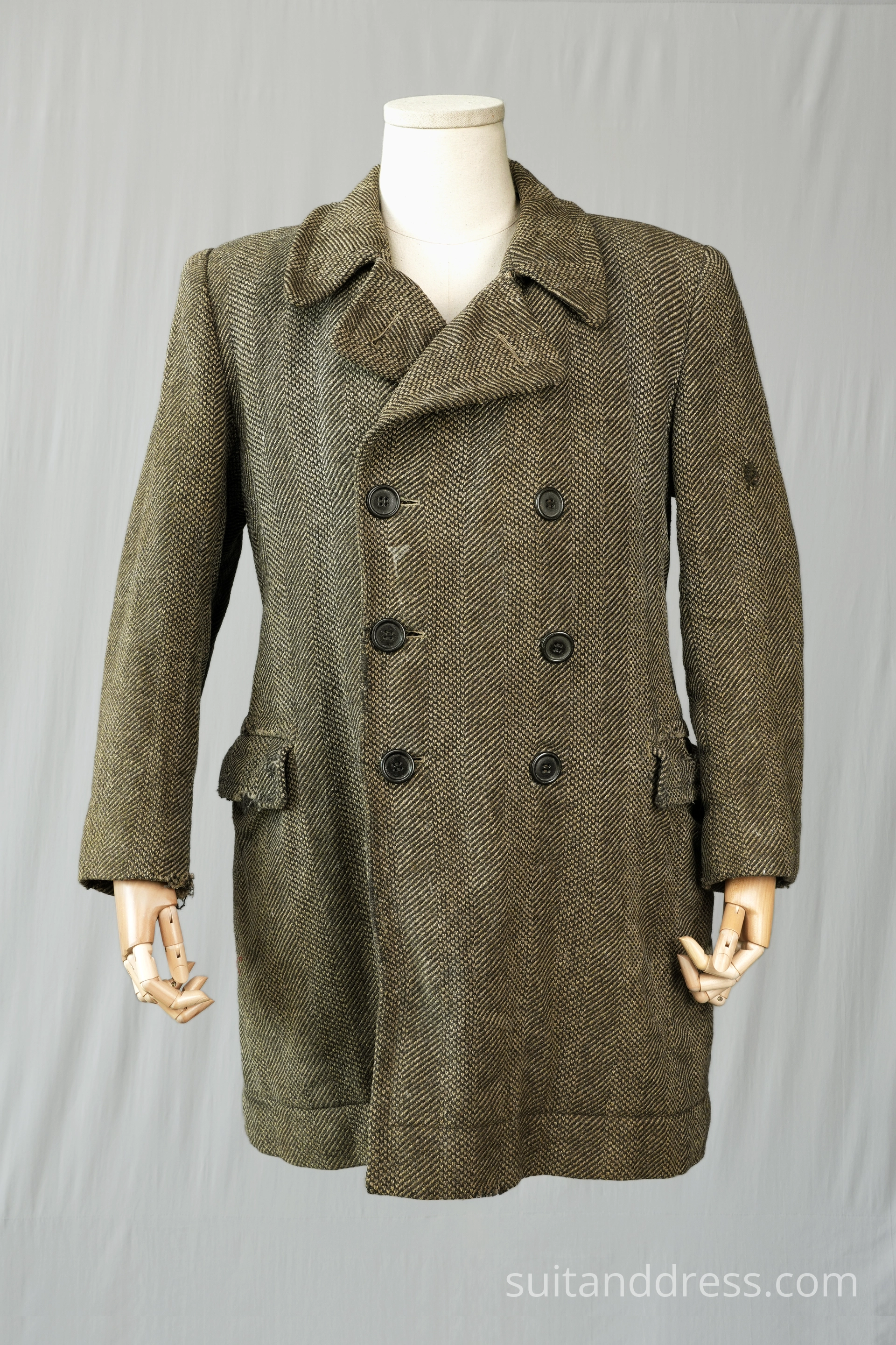 1930s 40s rural rustic heavy tweed winter coat vintage costume rent antique fashion hire in Riga Latvia
