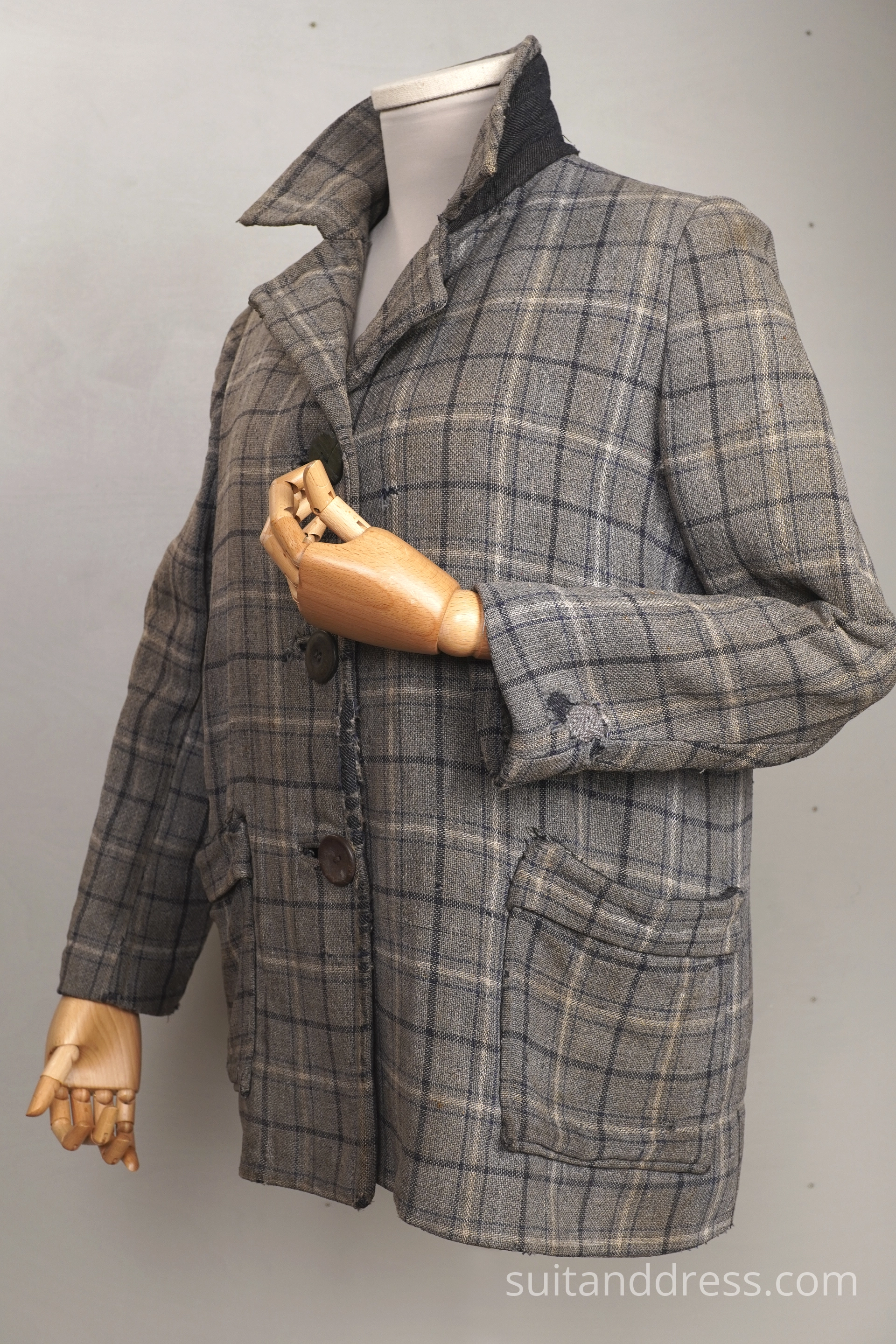 1940s poor, darned hand made coat