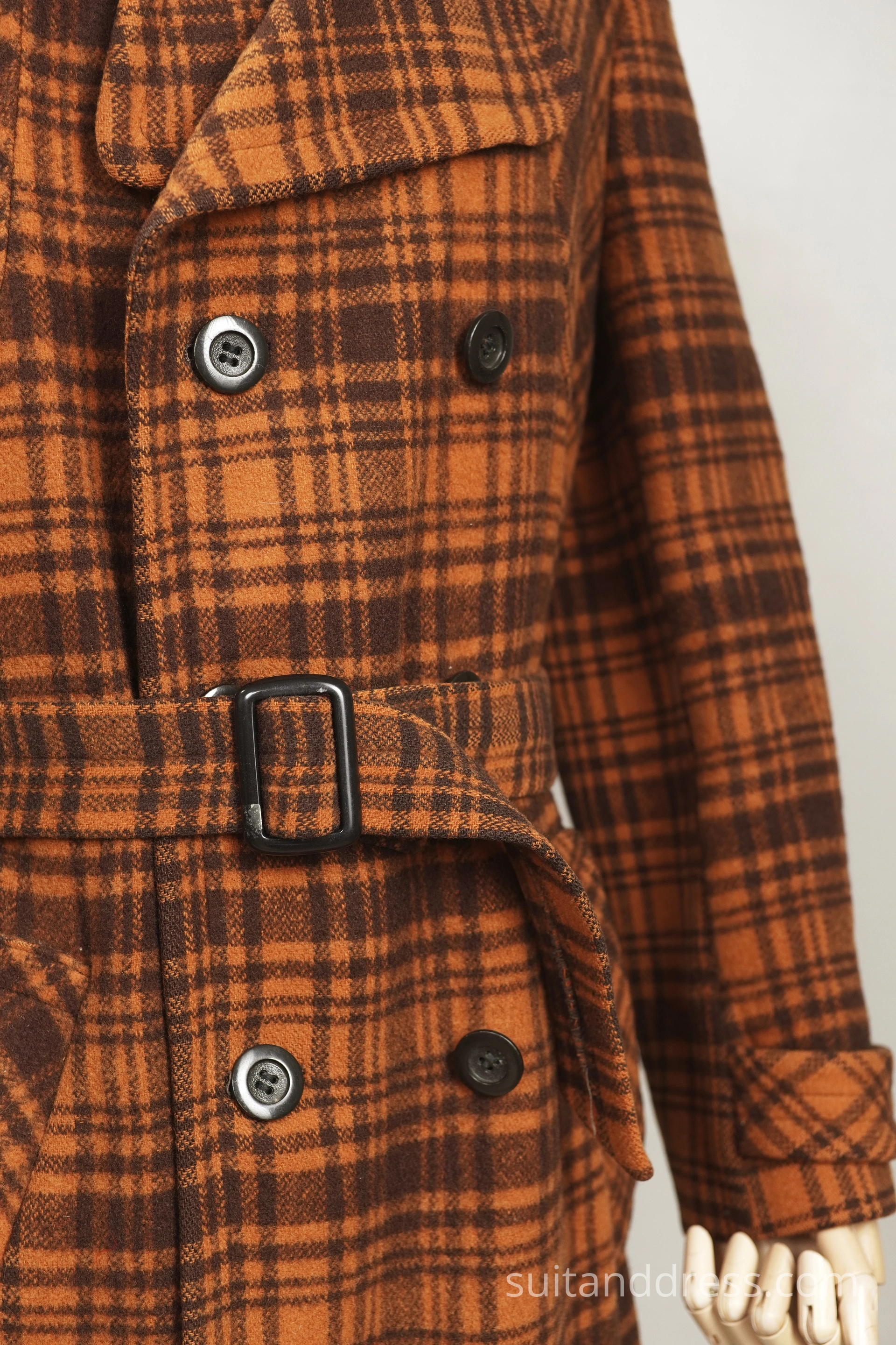 Bold plaid orange mens winter coat
