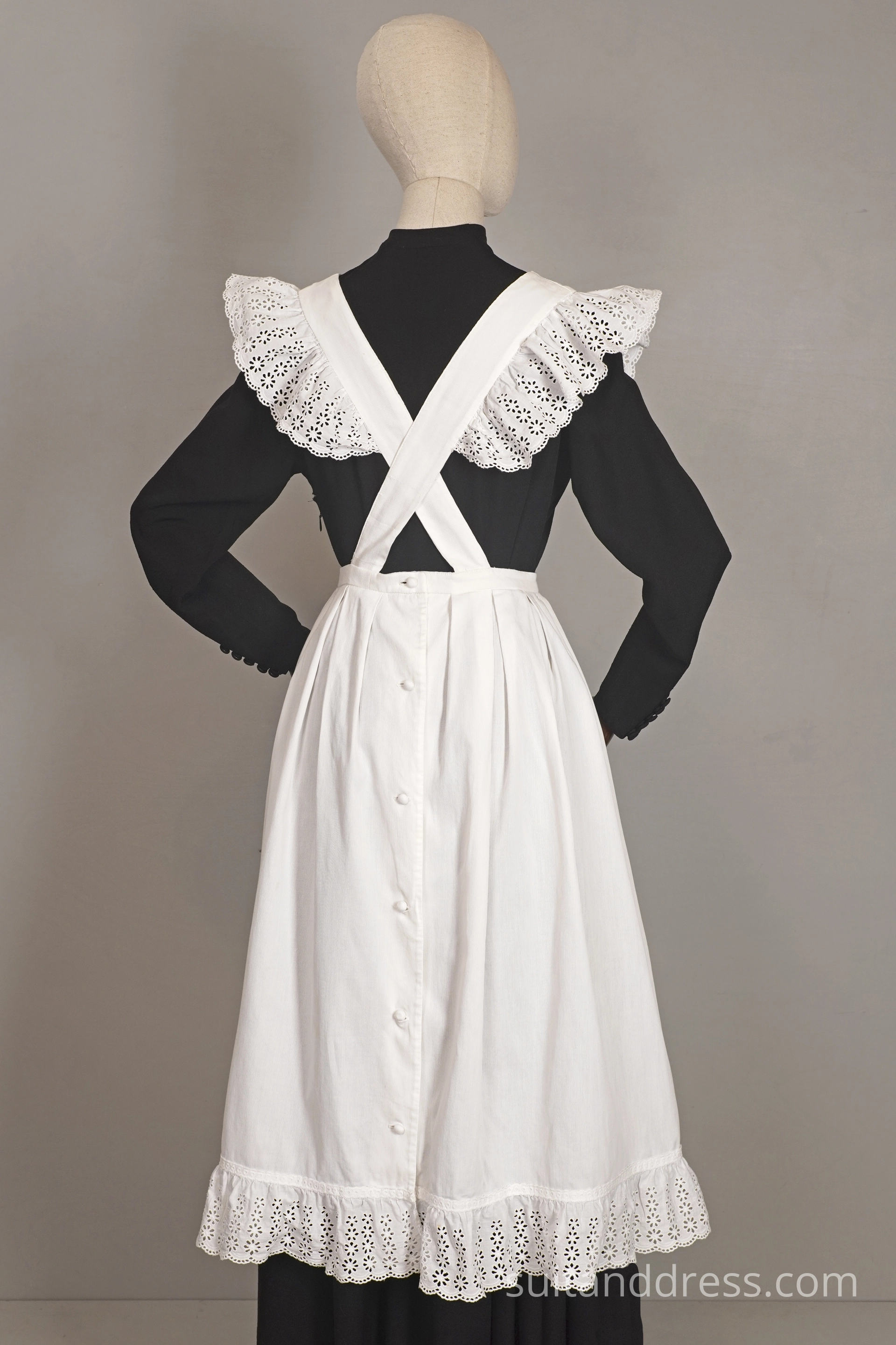 EDWARDIAN STYLE WHITE LACE APRON vintage costume hire rent in Latvia Riga
