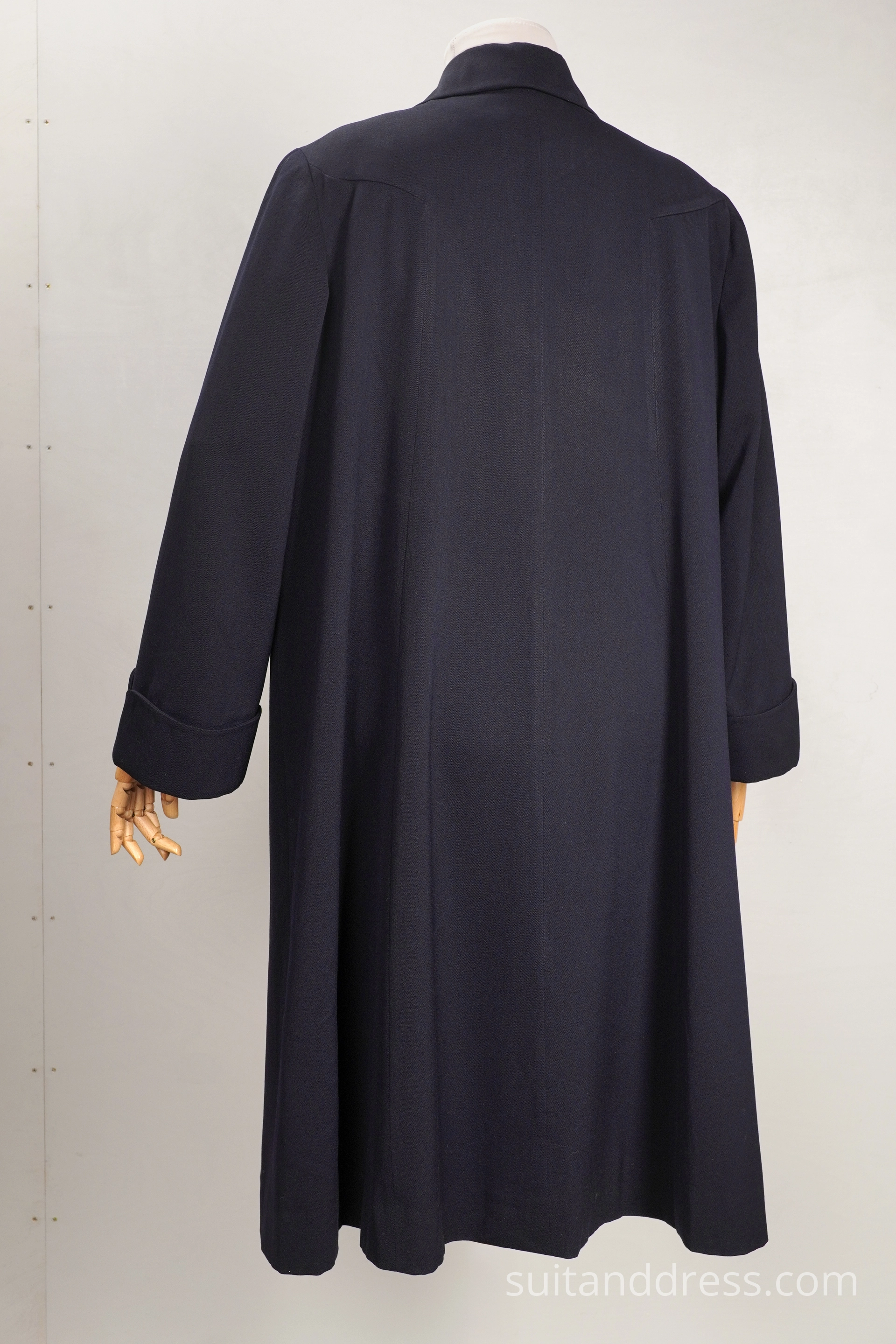 1940s swing coat in navy gabardine