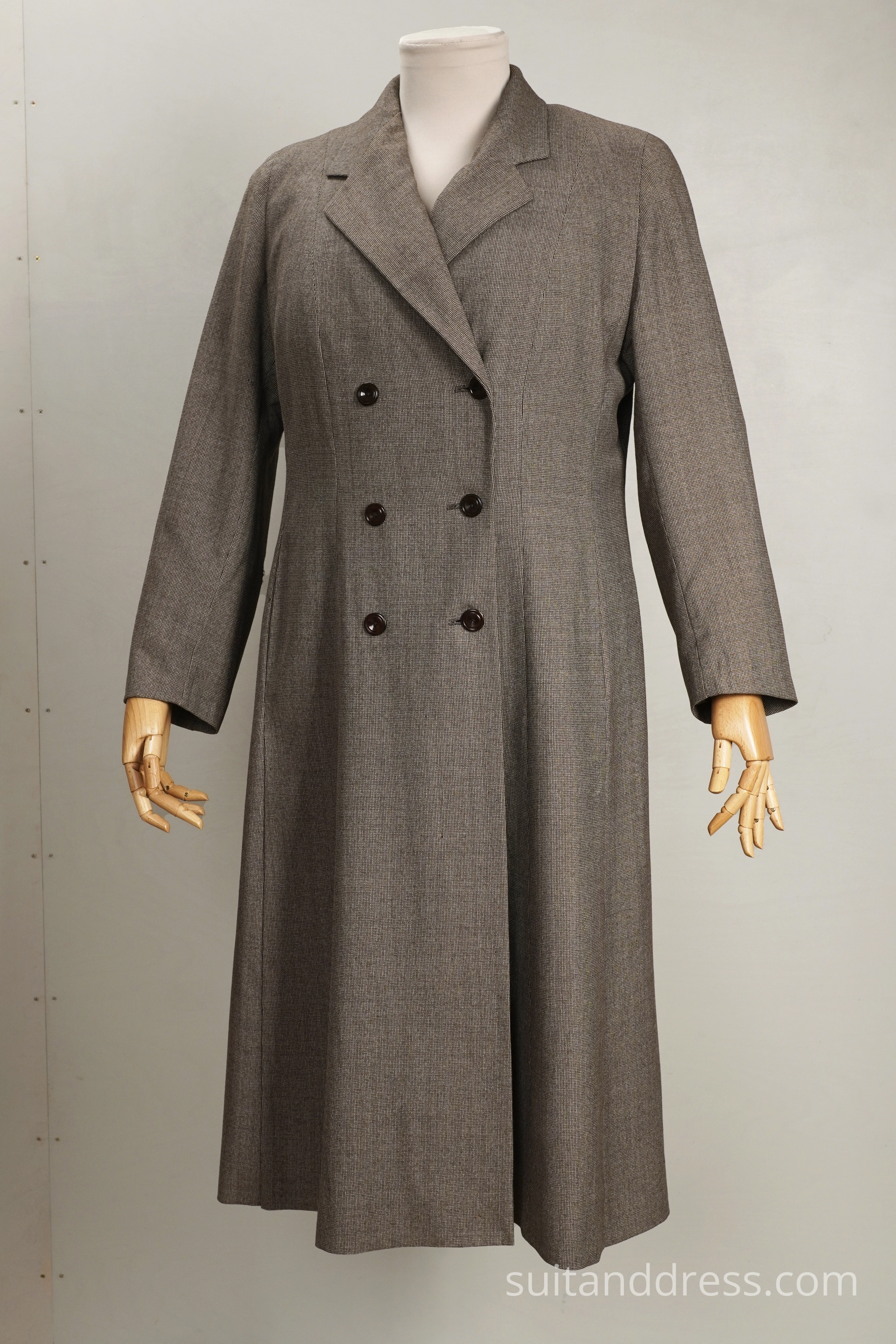 1950s simple wool coat brown trenchcoat postwar