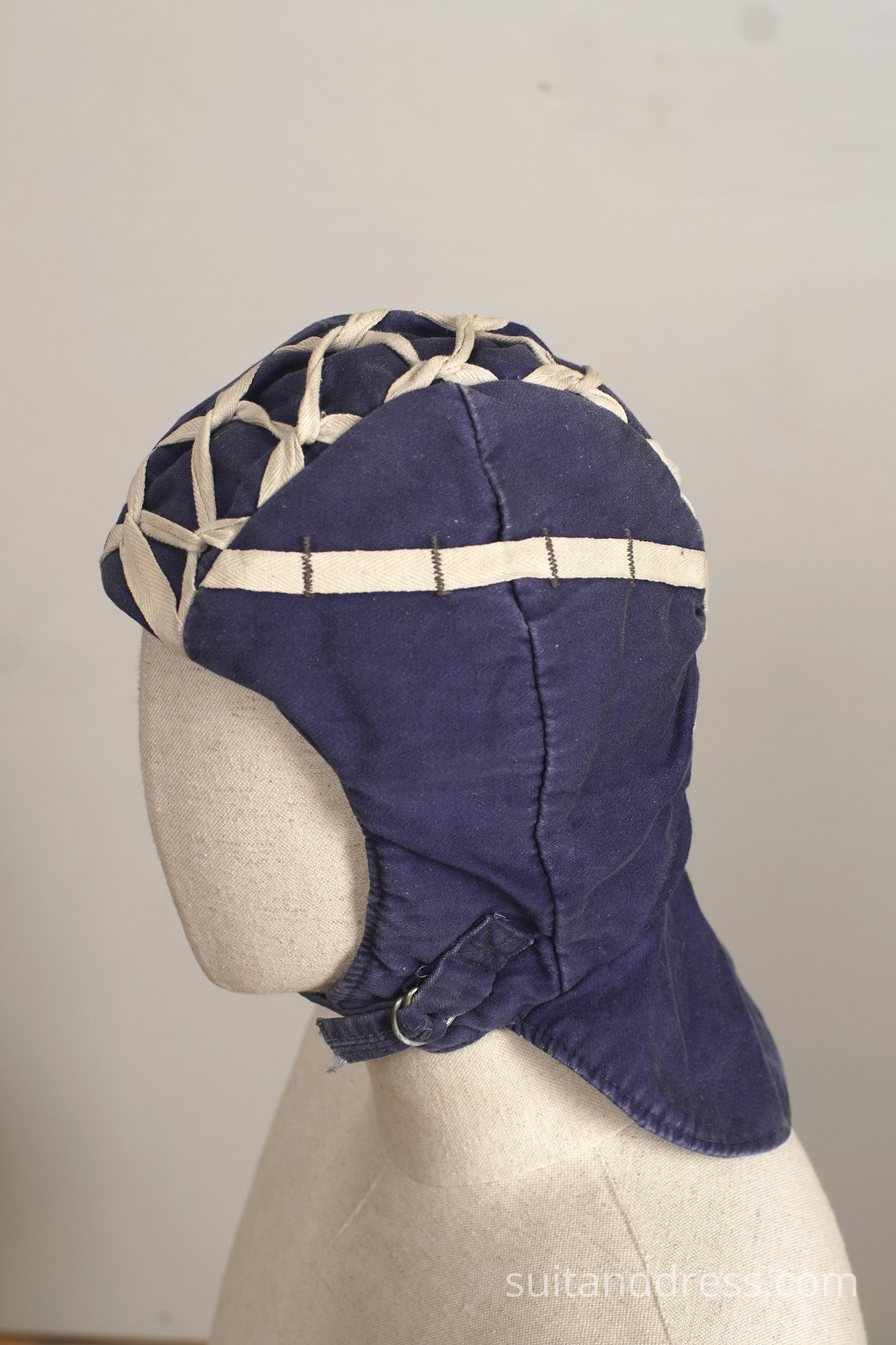 Soviet vinage work cap under the helmet