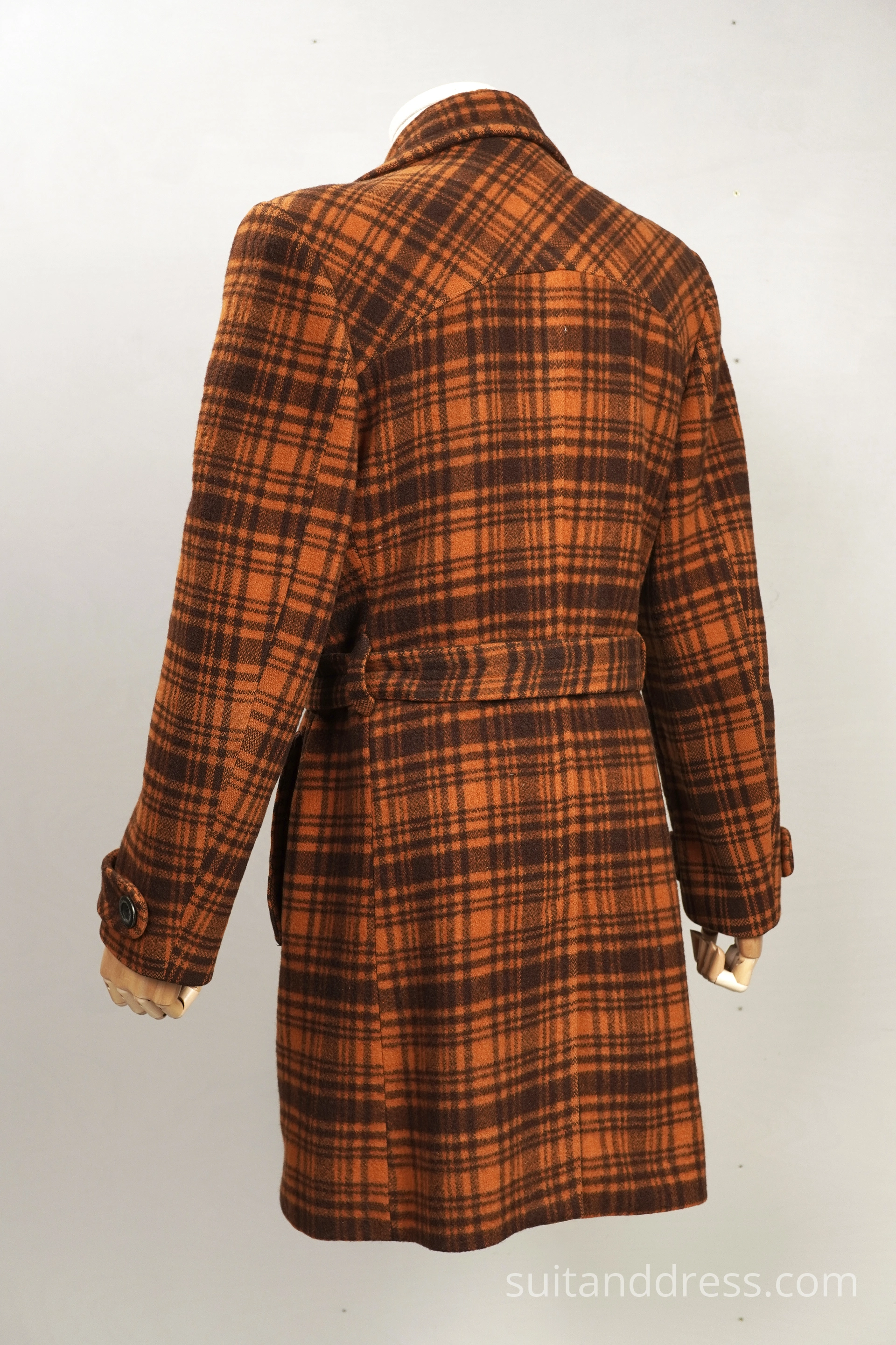 Bold plaid orange mens winter coat