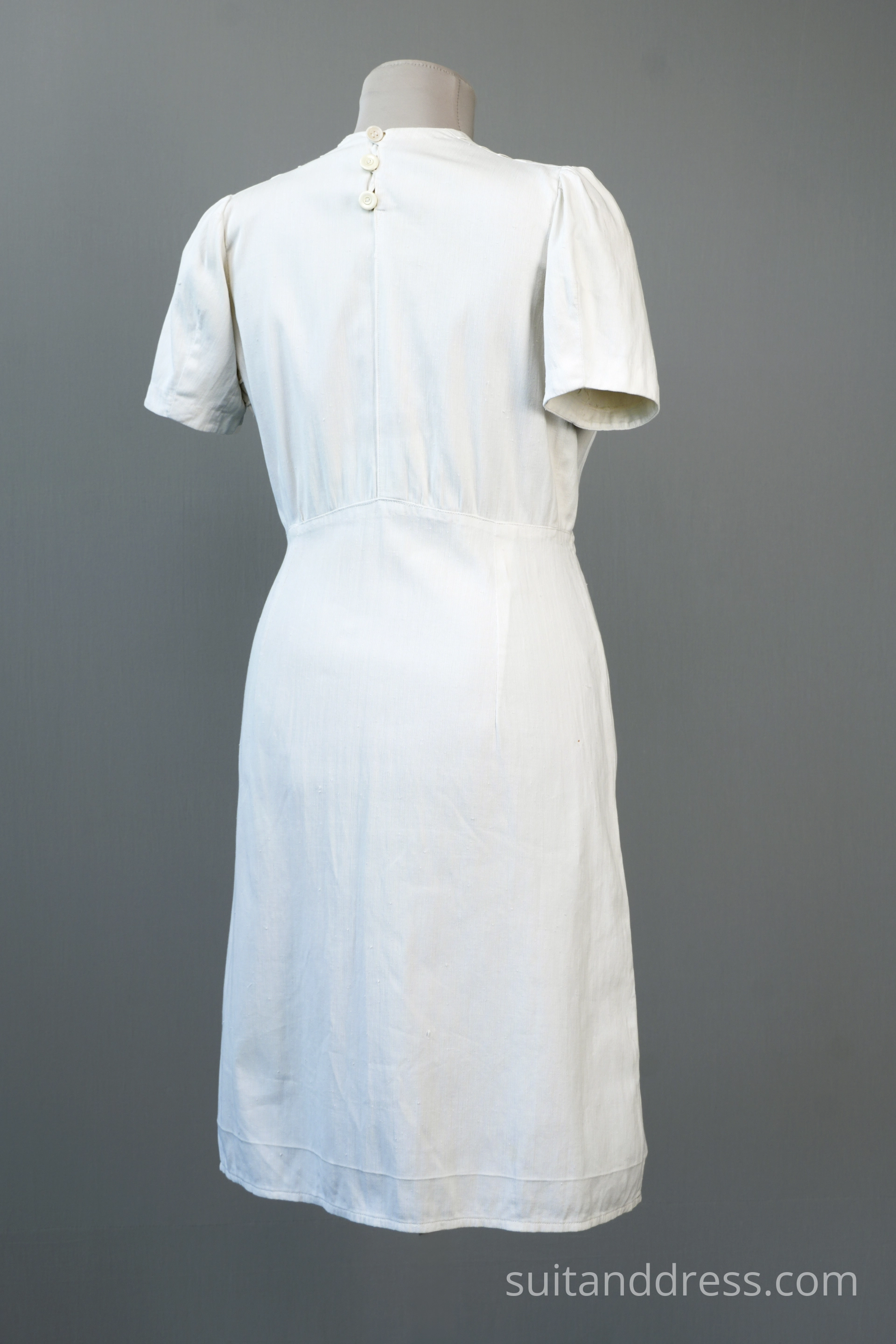 1940s white summer cotton dress womens postwar wartime style casual day fashion vintage costume rental in Riga Latvia