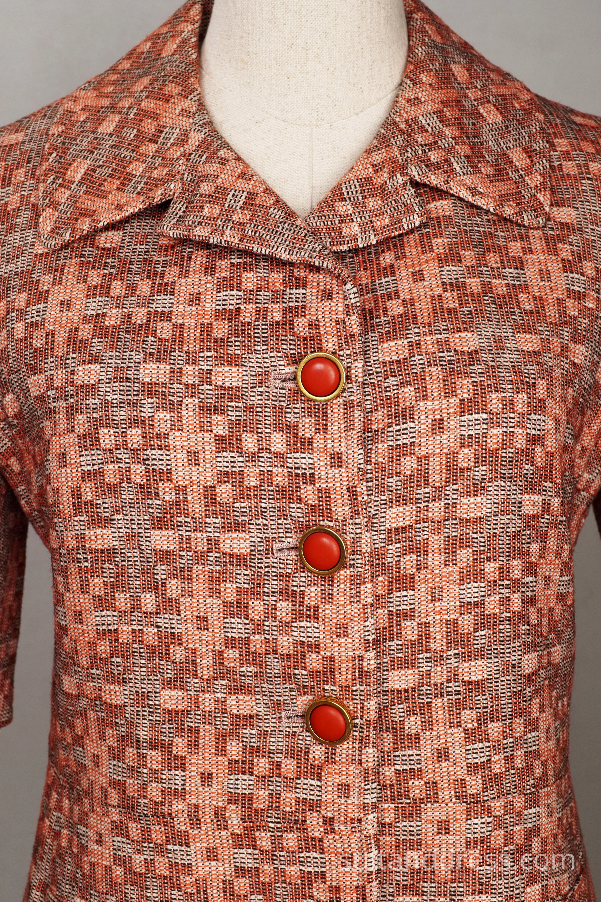 1960s 70s pants suit in dusty rose jacquard
