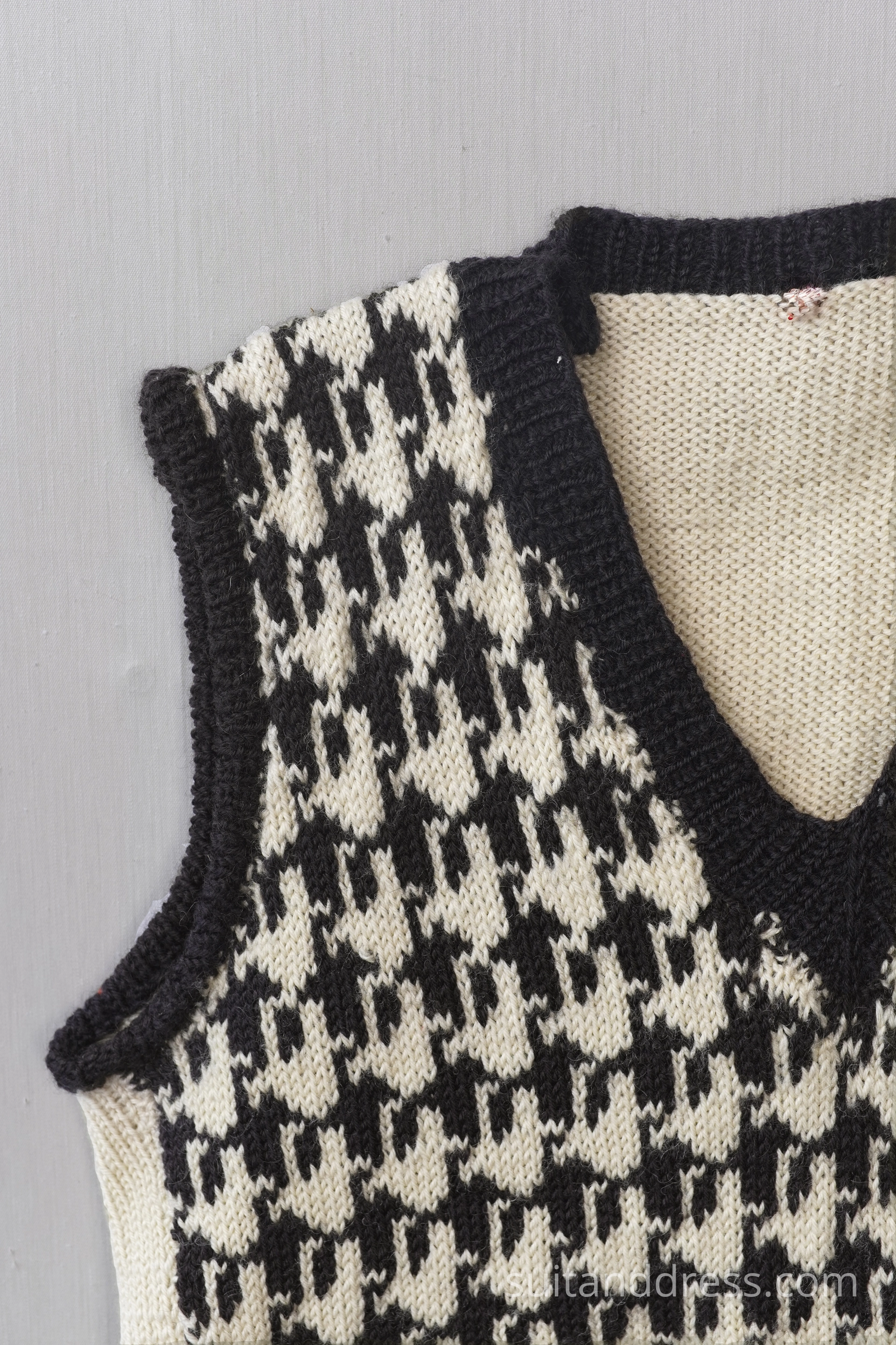Black white knitted vintage boys vest rent Riga