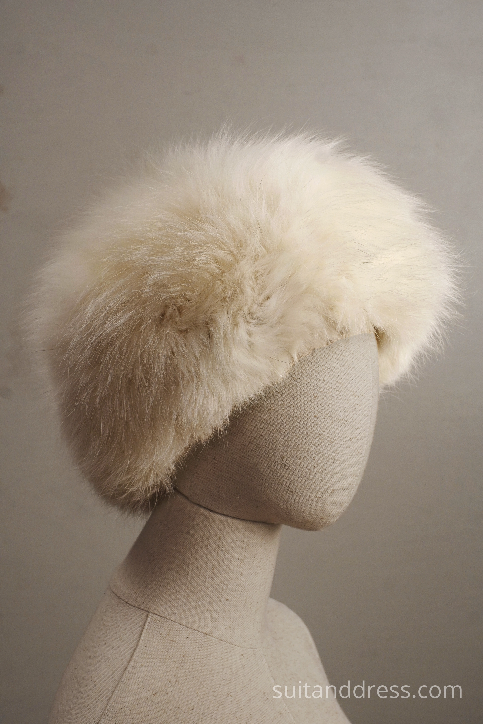 Soviet russian ladies fox fur hat white kossack
