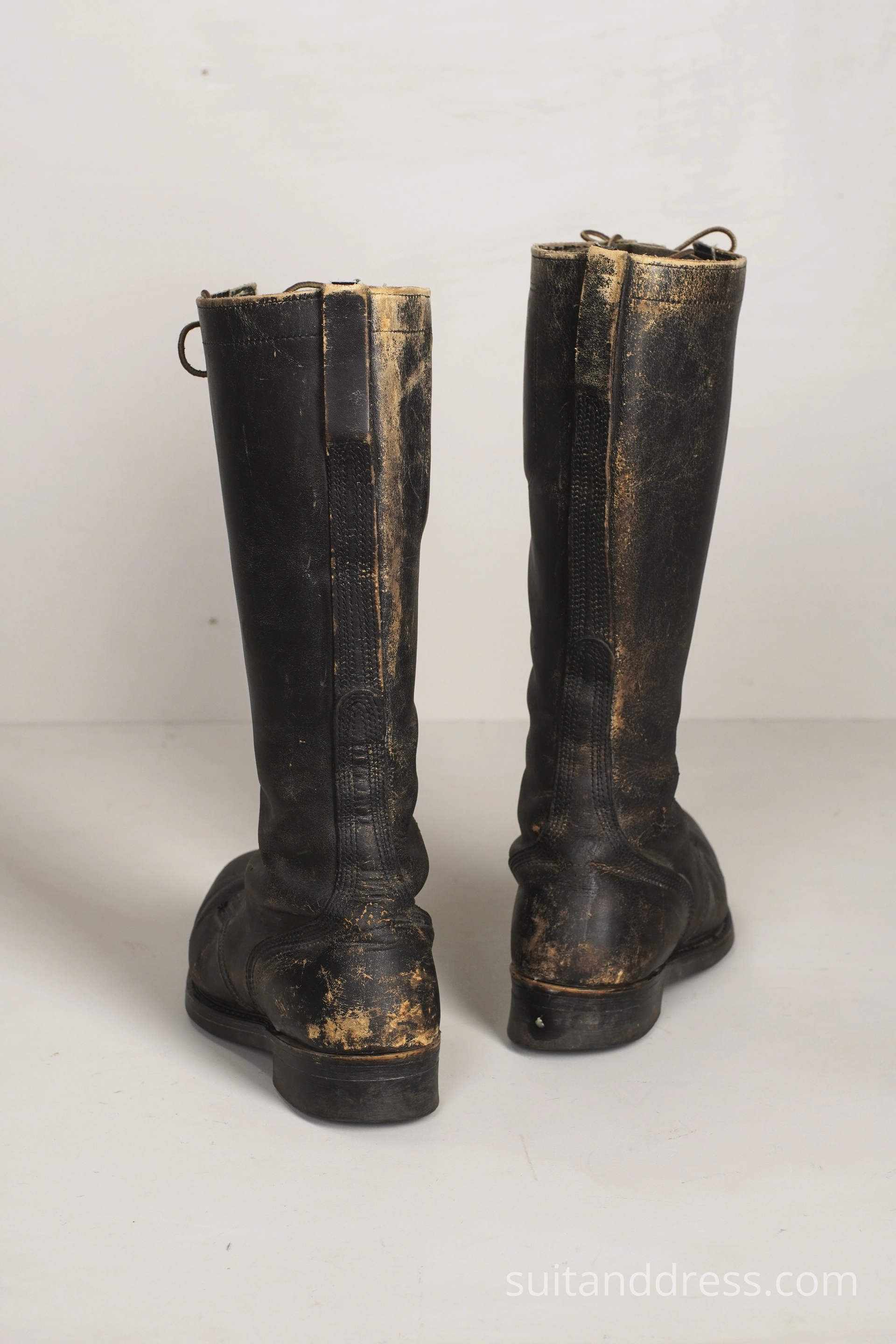 Mid-century moto tall lace boots 1950s motobyker costume rent