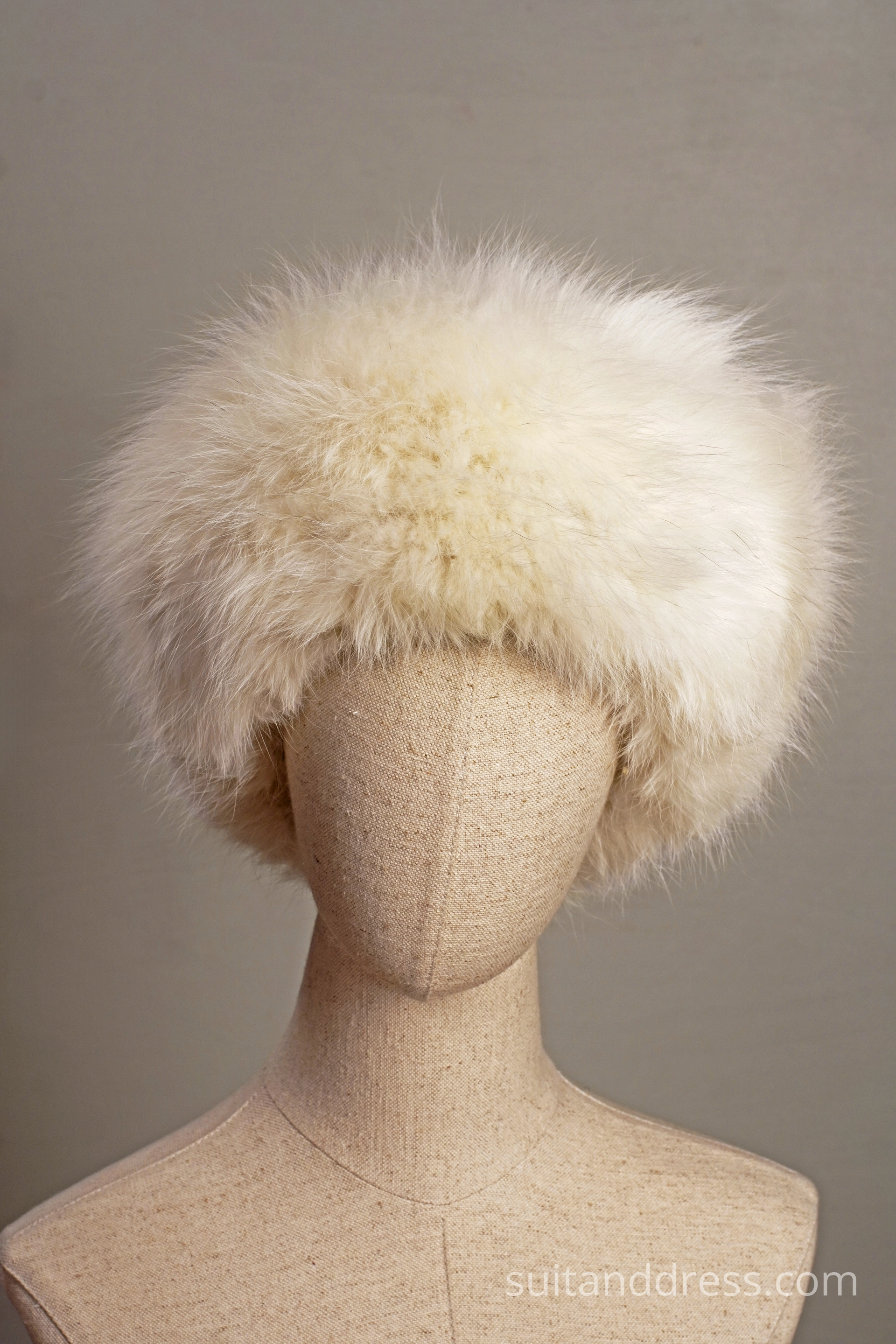 Soviet russian ladies fox fur hat white kossack