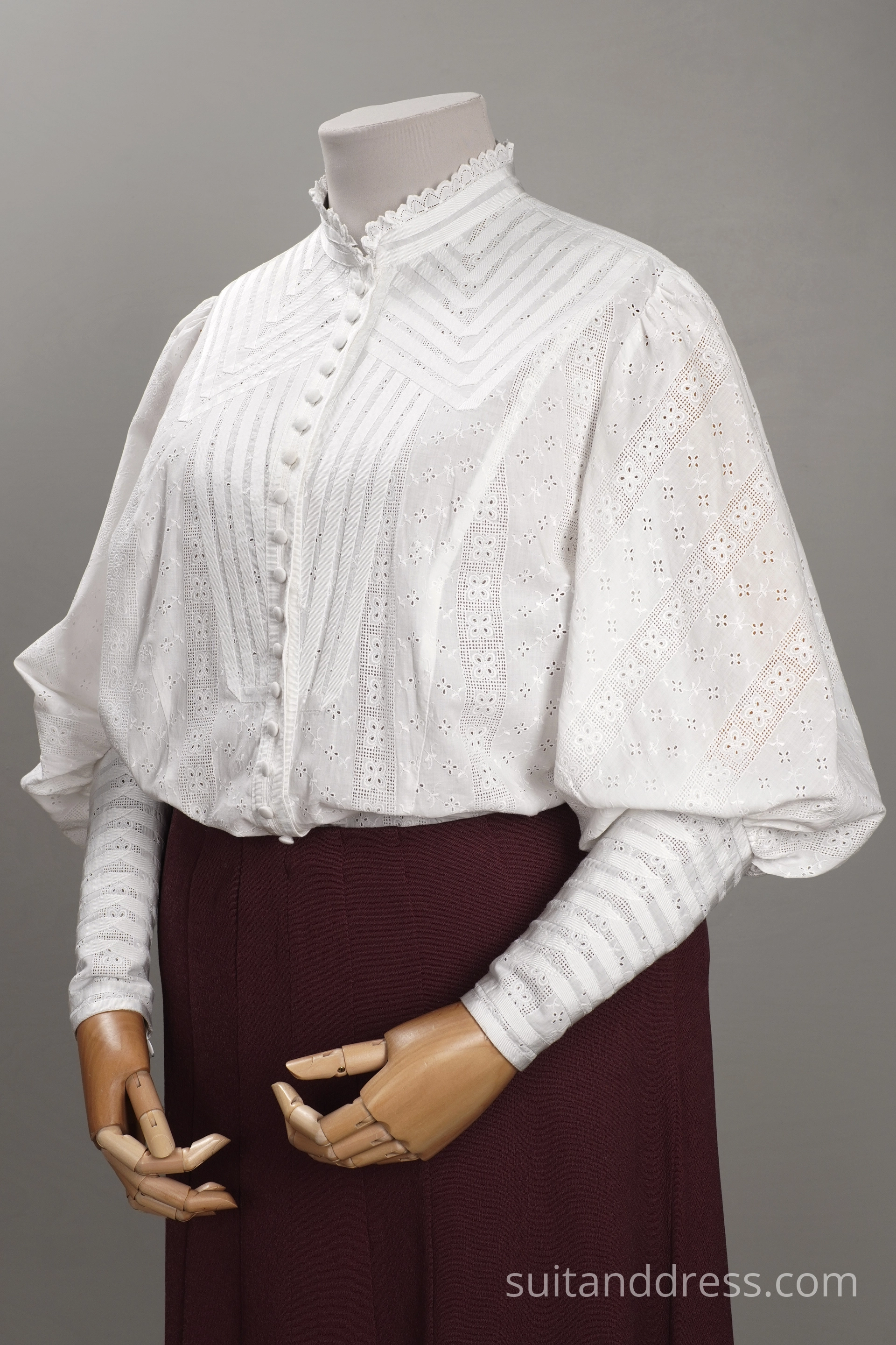 Edwardian eyelet cotton blouse replica broderi anglaise 