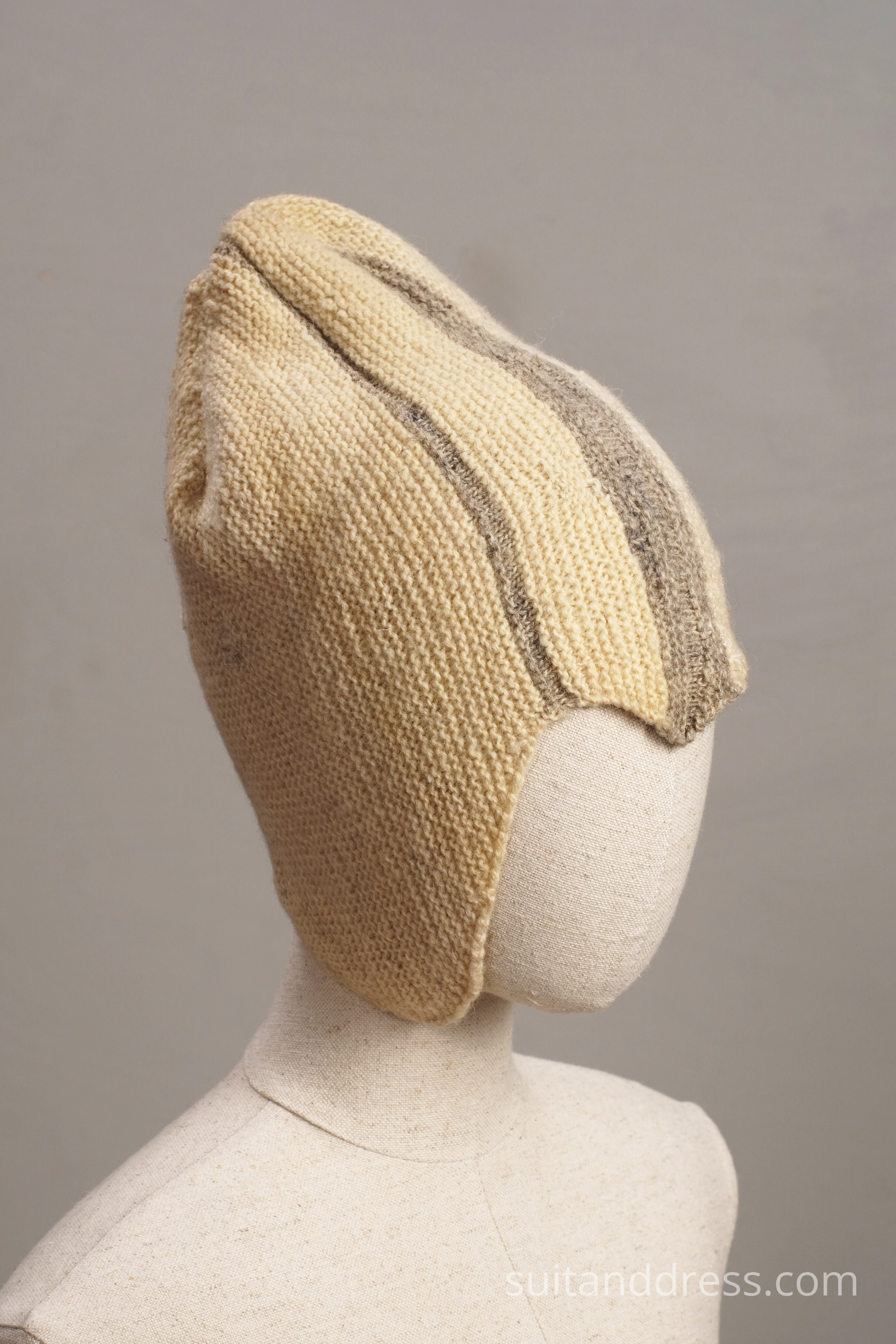 Vintage soviet 1950s hand knitted kids winter cap