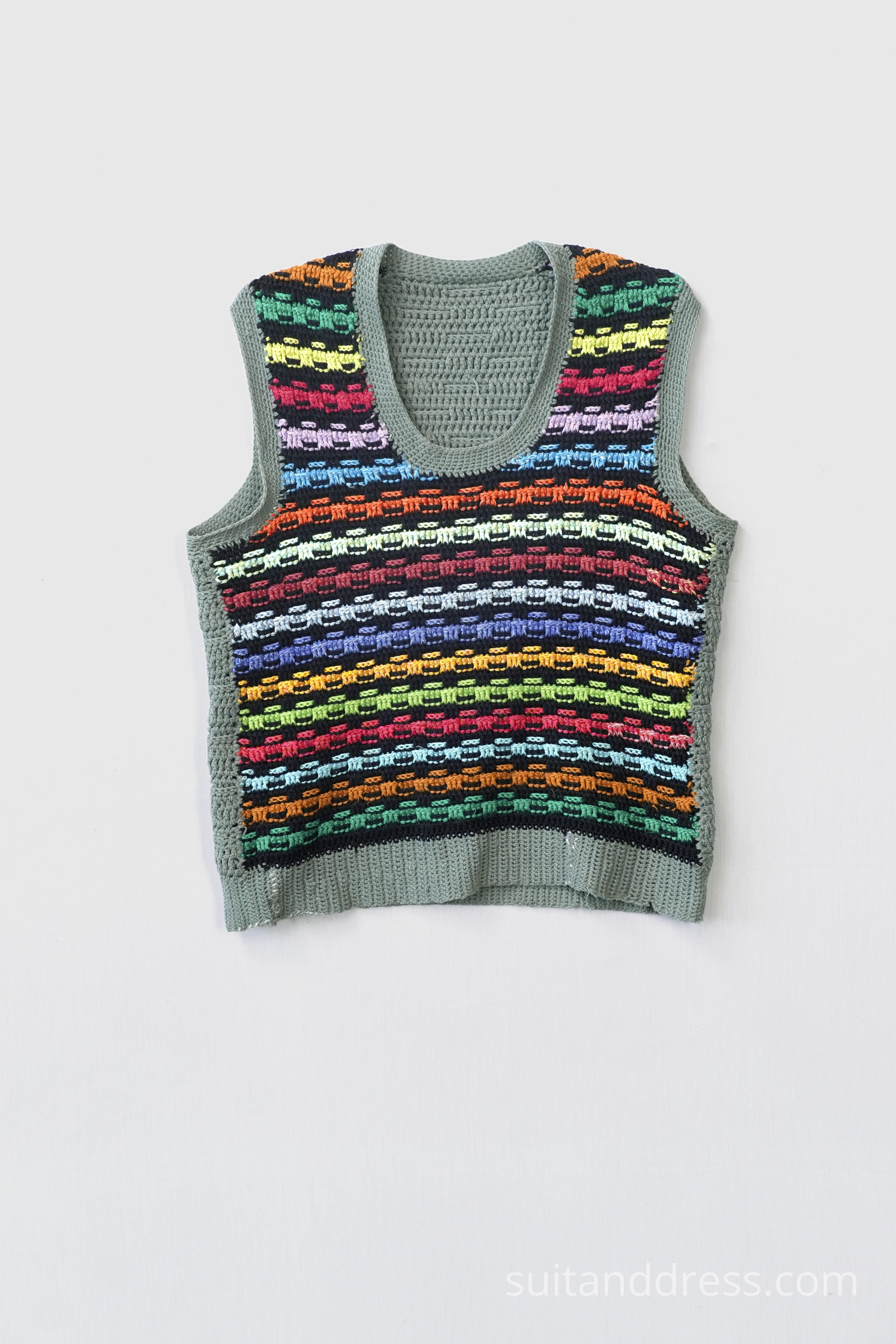 1970s bright striped handmade kids vest vintage wardrobe rental for films in Riga Latvia