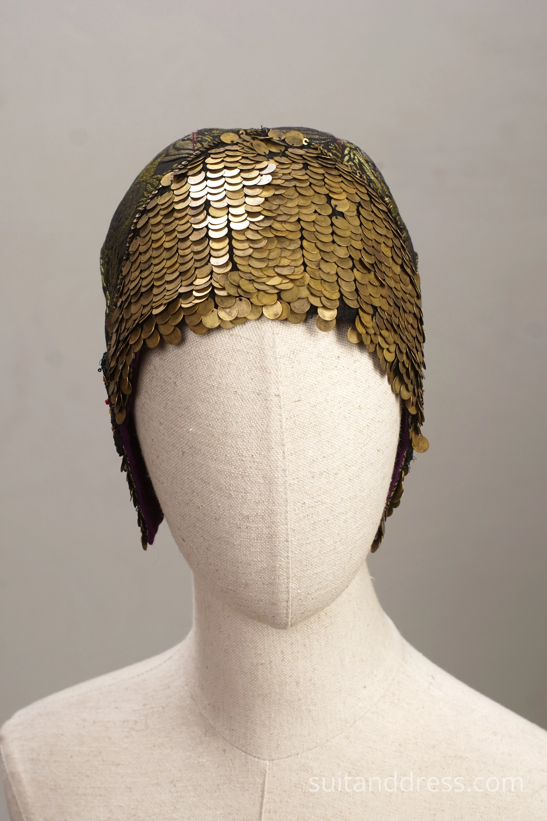 1920s cloche skull brocade sequins hat replica