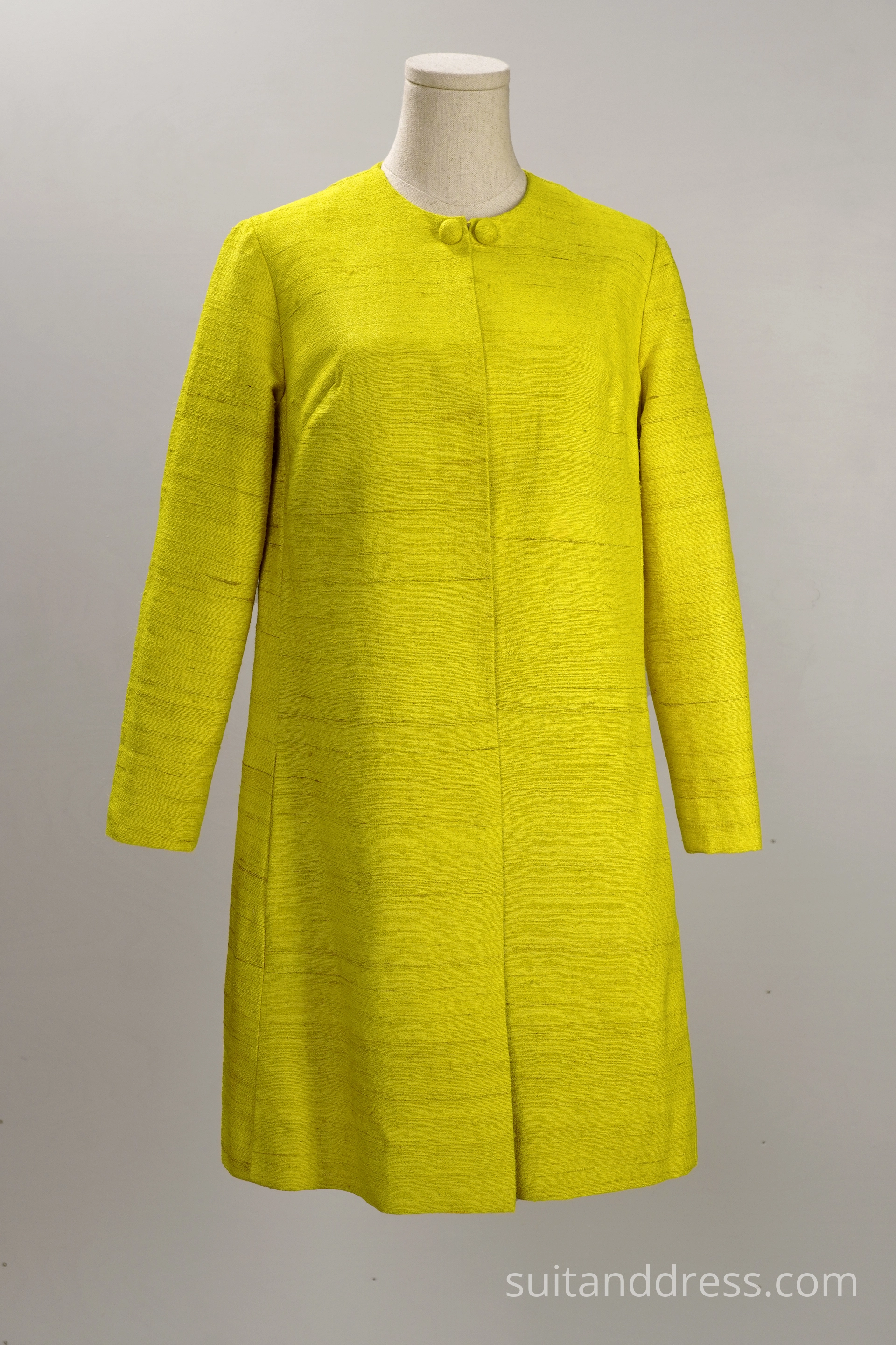 bright yellow 1960s silk coat vintage evening coat