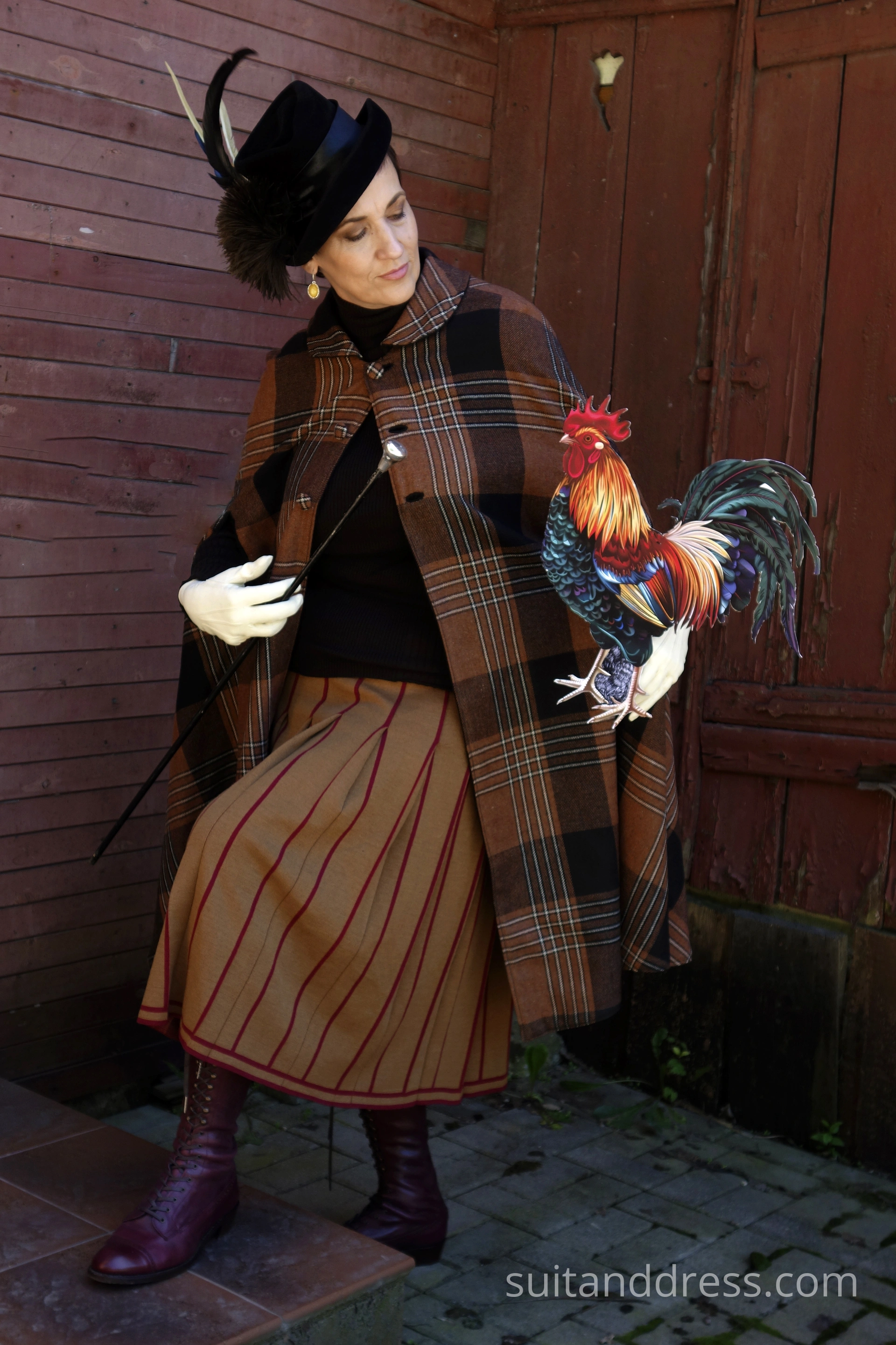 vintage plaid wool cape for rent