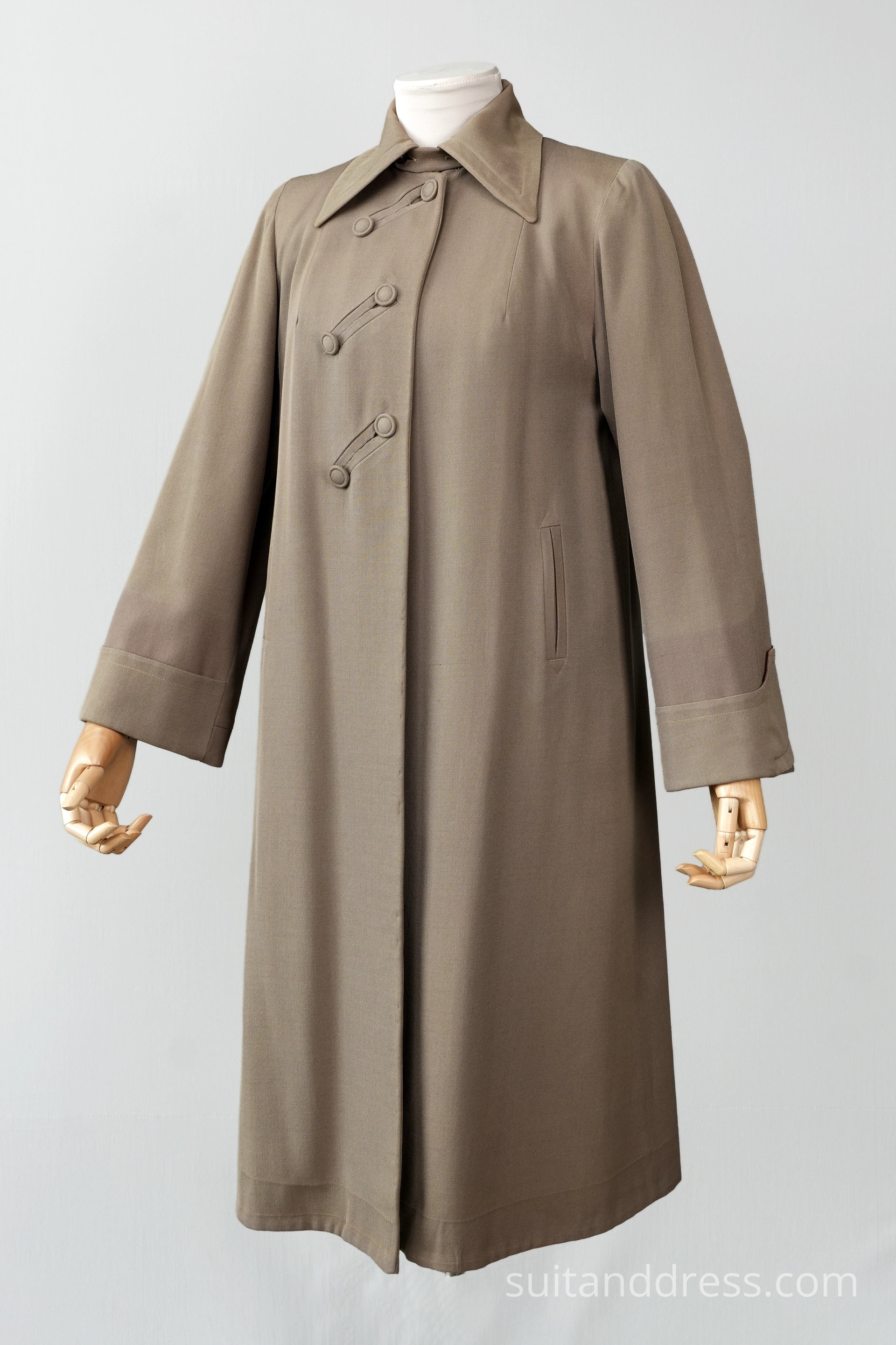 1940s wool gabardine coat in toupe