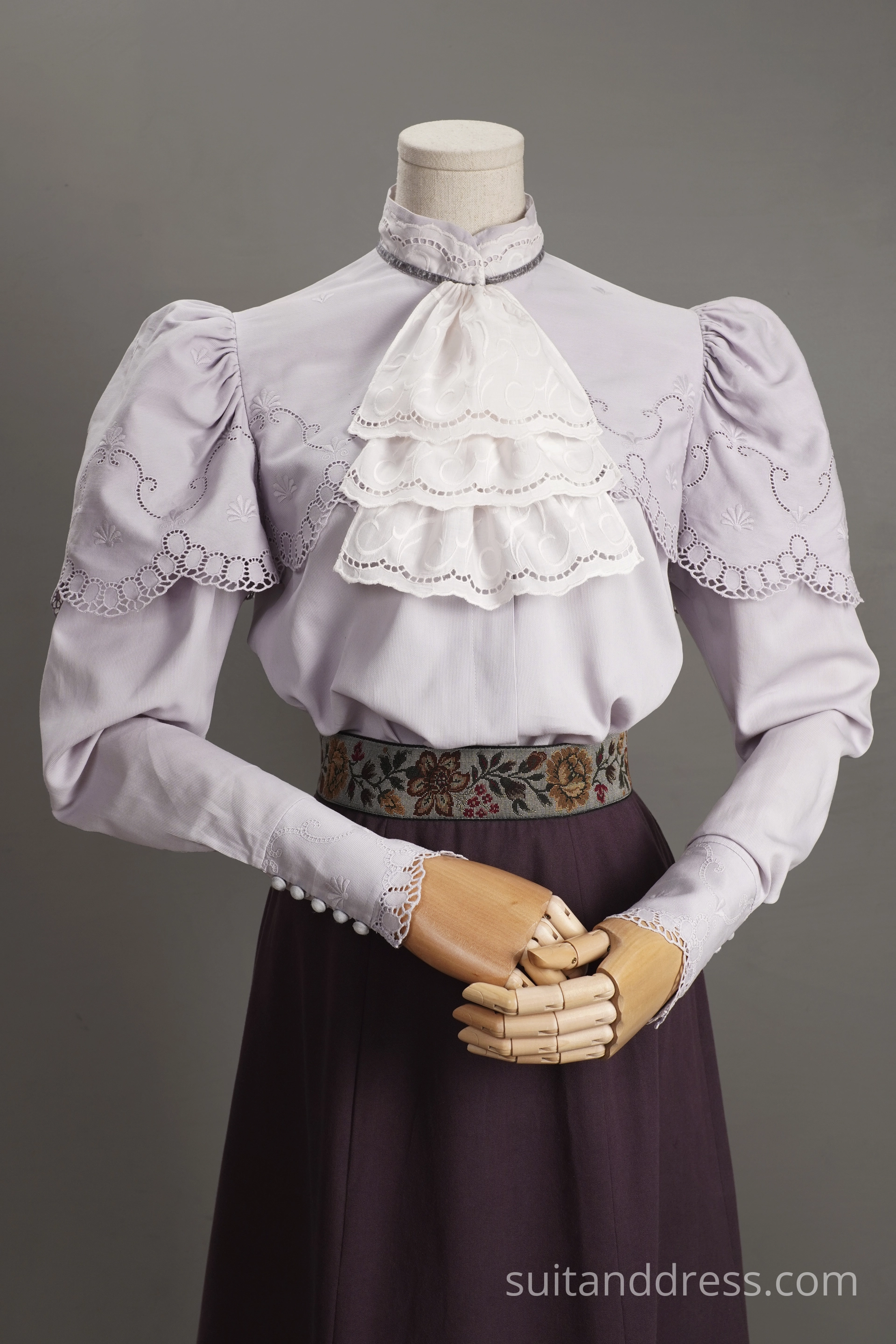 Edwardian cotton blouse replica lilac lavander pastel Art Noveau fashion