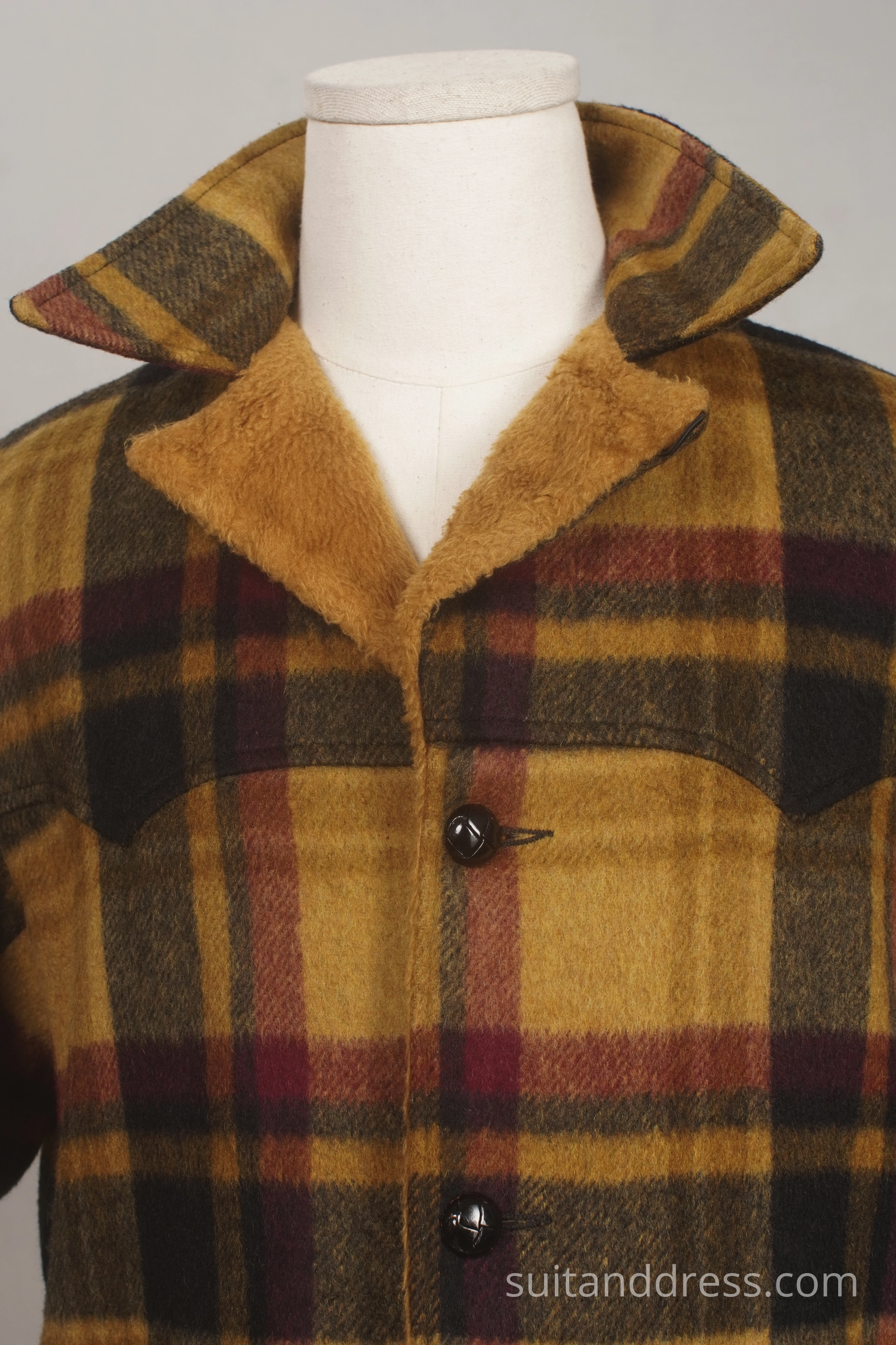 vintage 1970s plaid short coat mustard mid century mens fashion autumn