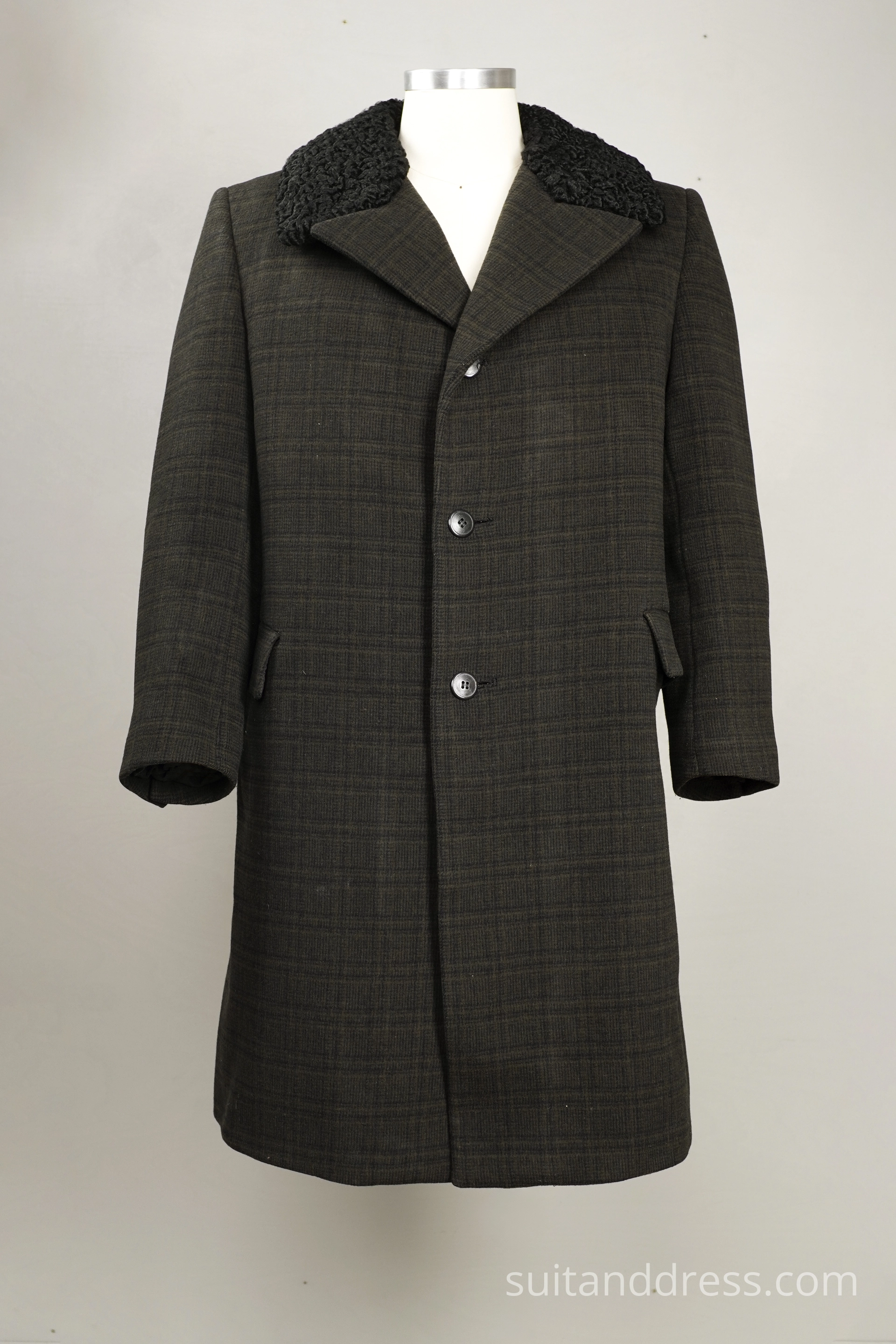 Soviet mens 1960s winter coat fur collar costume rental 