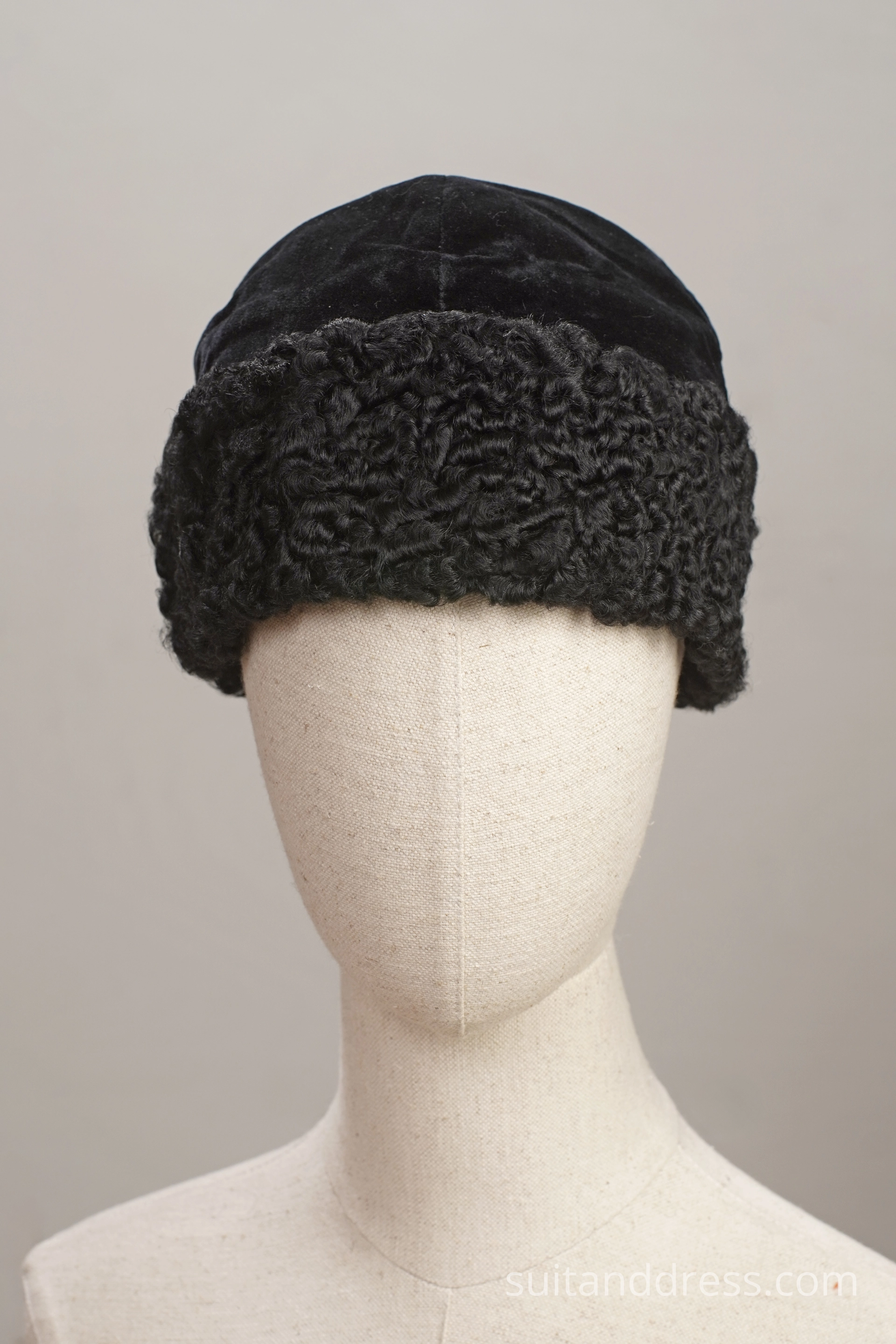 1940s velvet persian lamb winter hat Russia