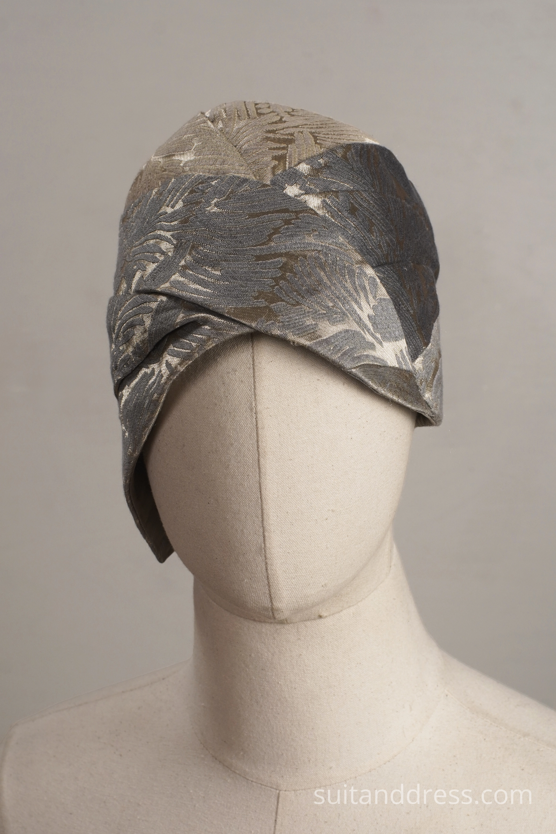1920s cloche turban brocade lame hat replica