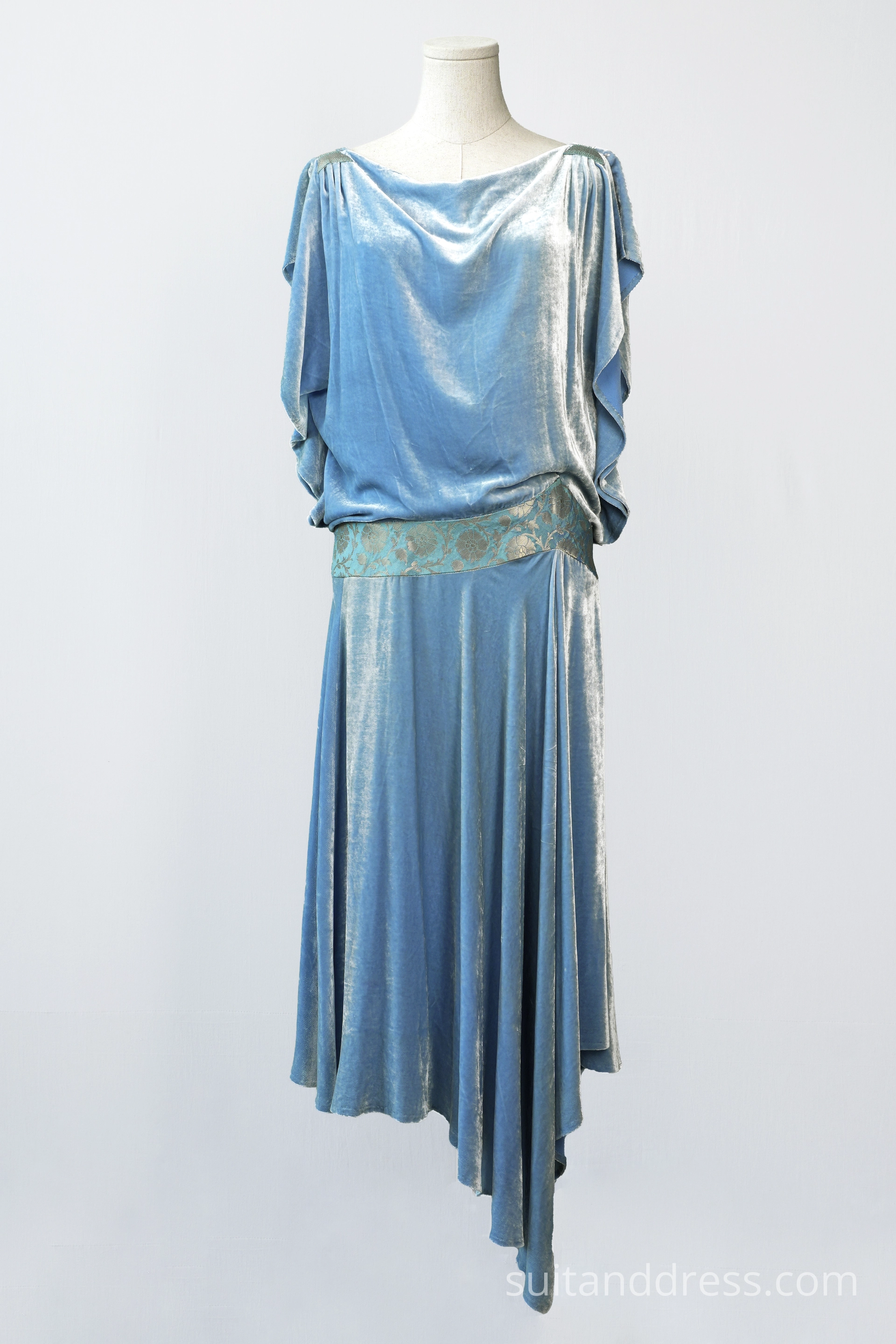 1920s style greek goddess silk velvet dress evening gown 20s party dress vintage costume rental hire for films in Riga Latvia