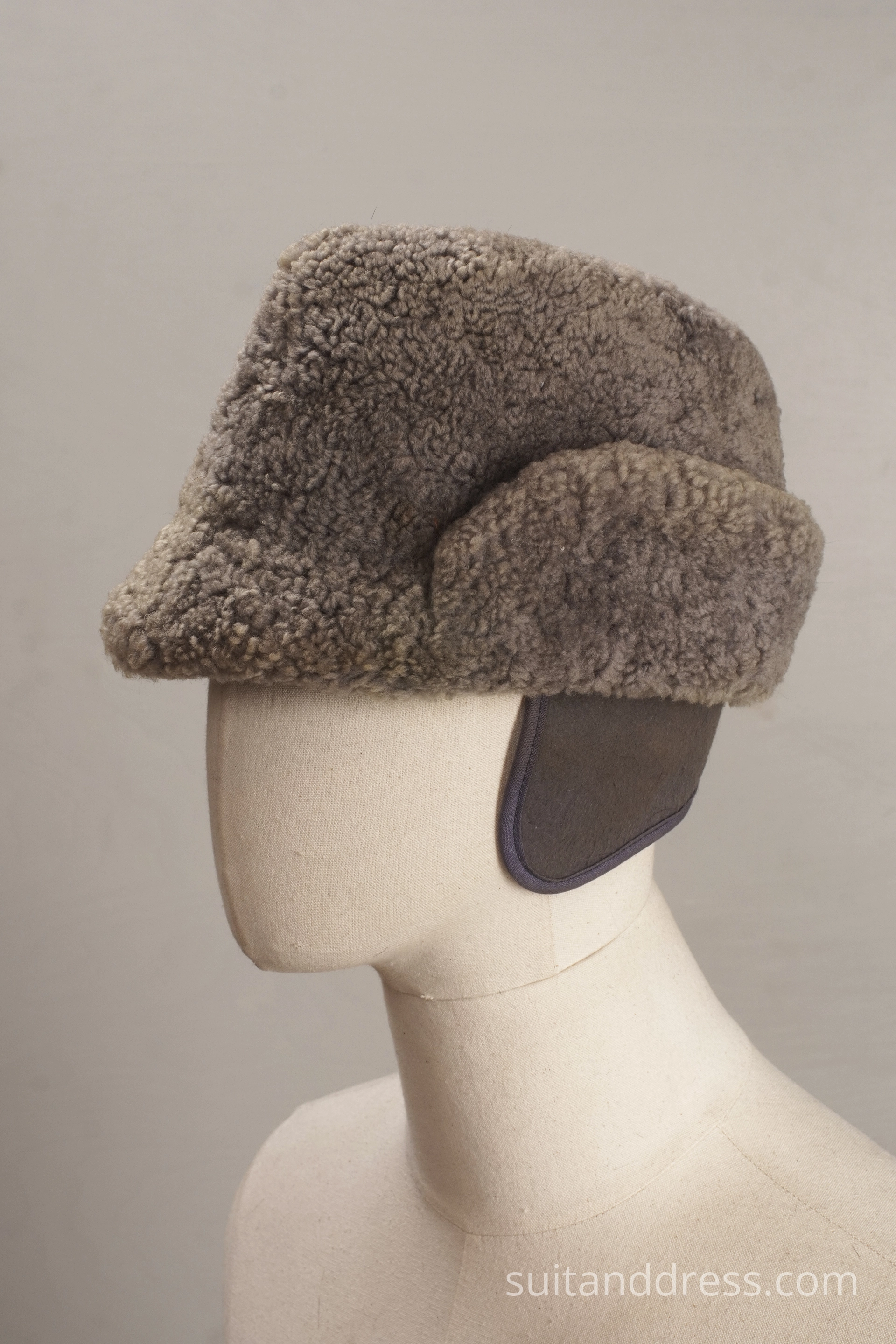 Vintage sheepskin mens hat gray 1970s 1960s cossoch