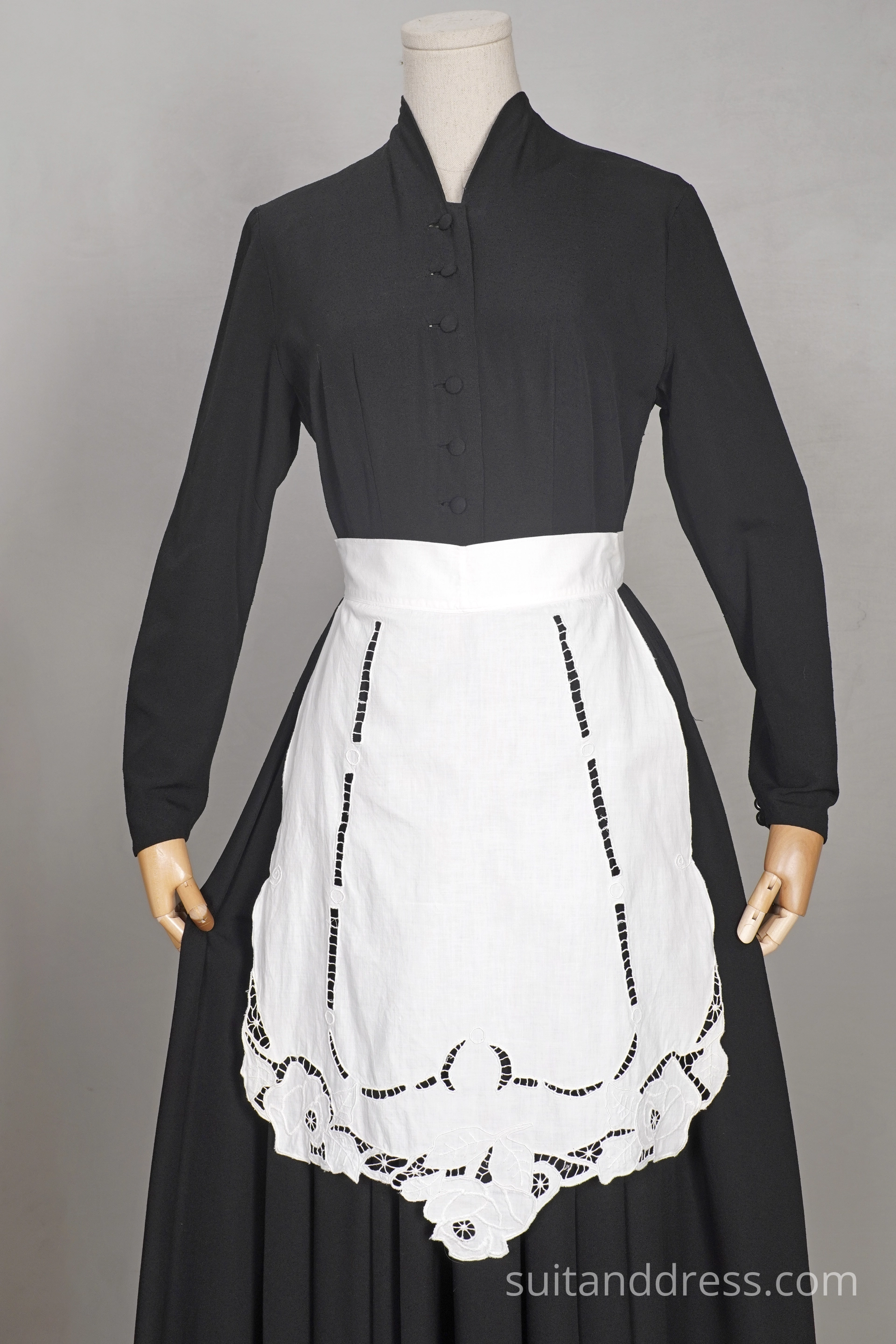 WHITE CUTWORK EMBROIDERY MAID APRON, 1900s vintage costume rent in Latvia Riga
