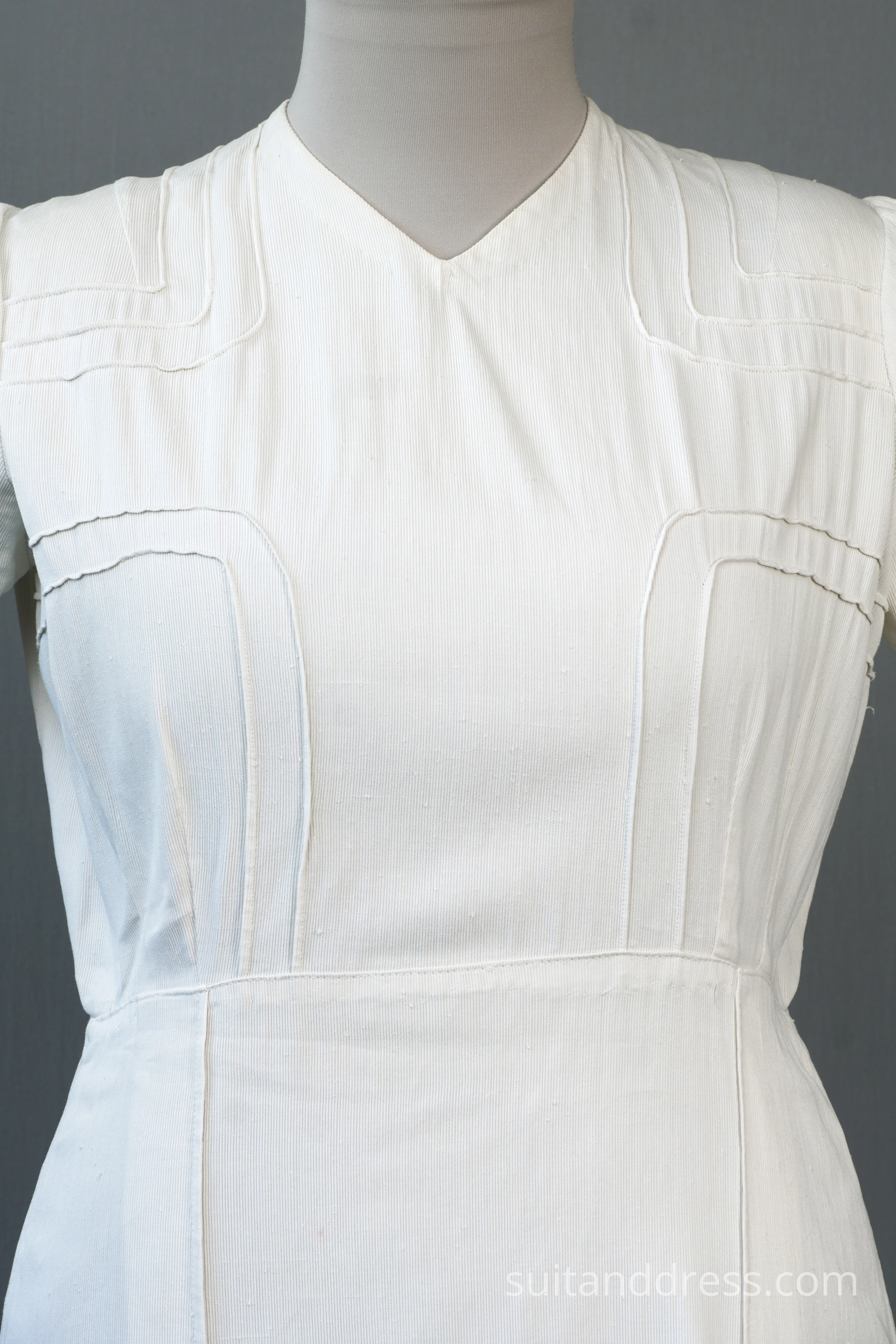 1940s white summer cotton dress womens postwar wartime style casual day fashion vintage costume rental in Riga Latvia