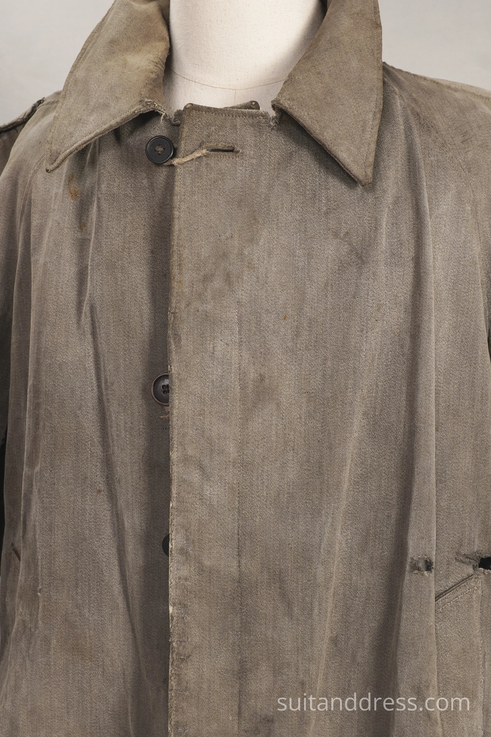 Soviet mid century work cat rain coat distressed worn out costume rent