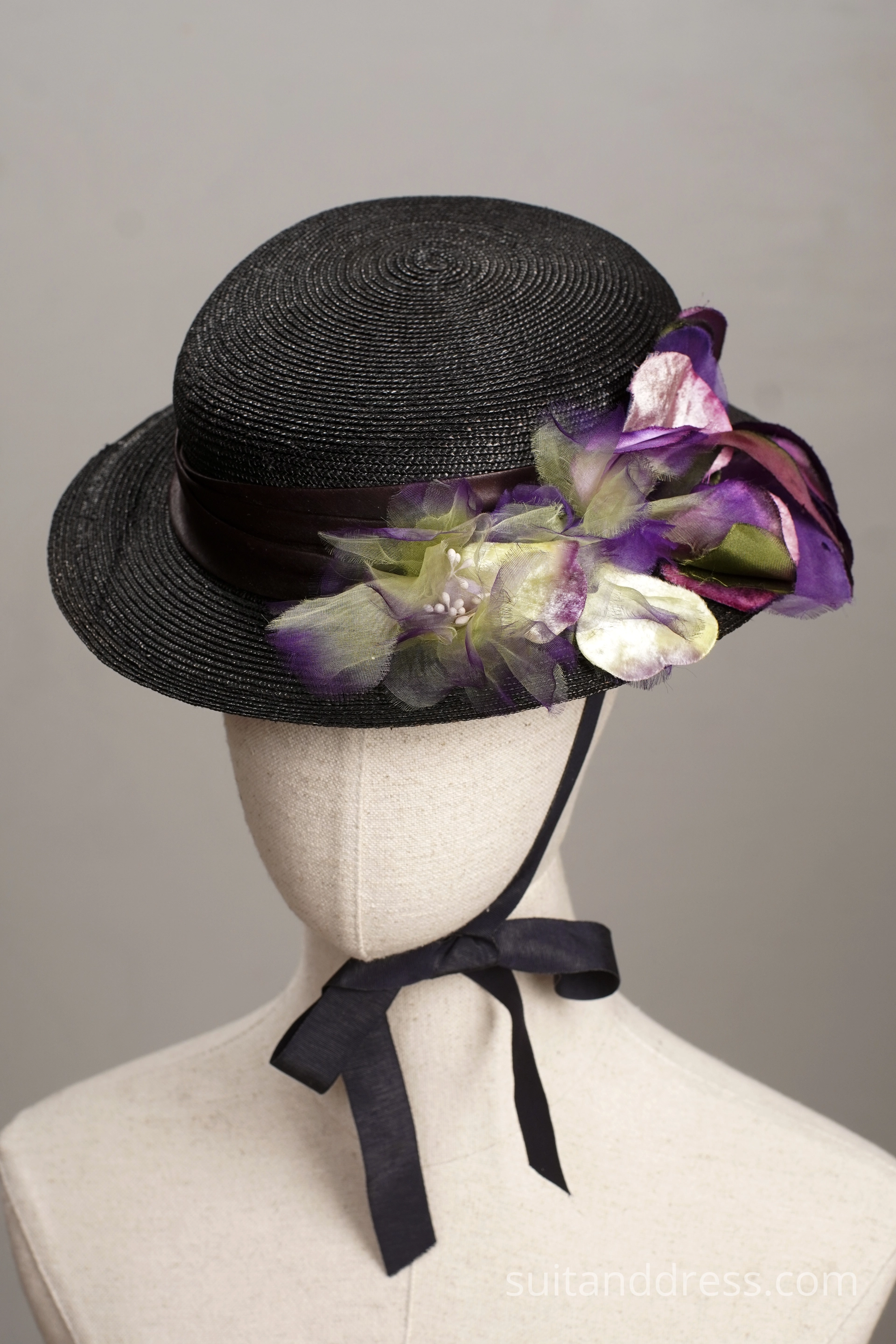Edwardian style straw flowers hat