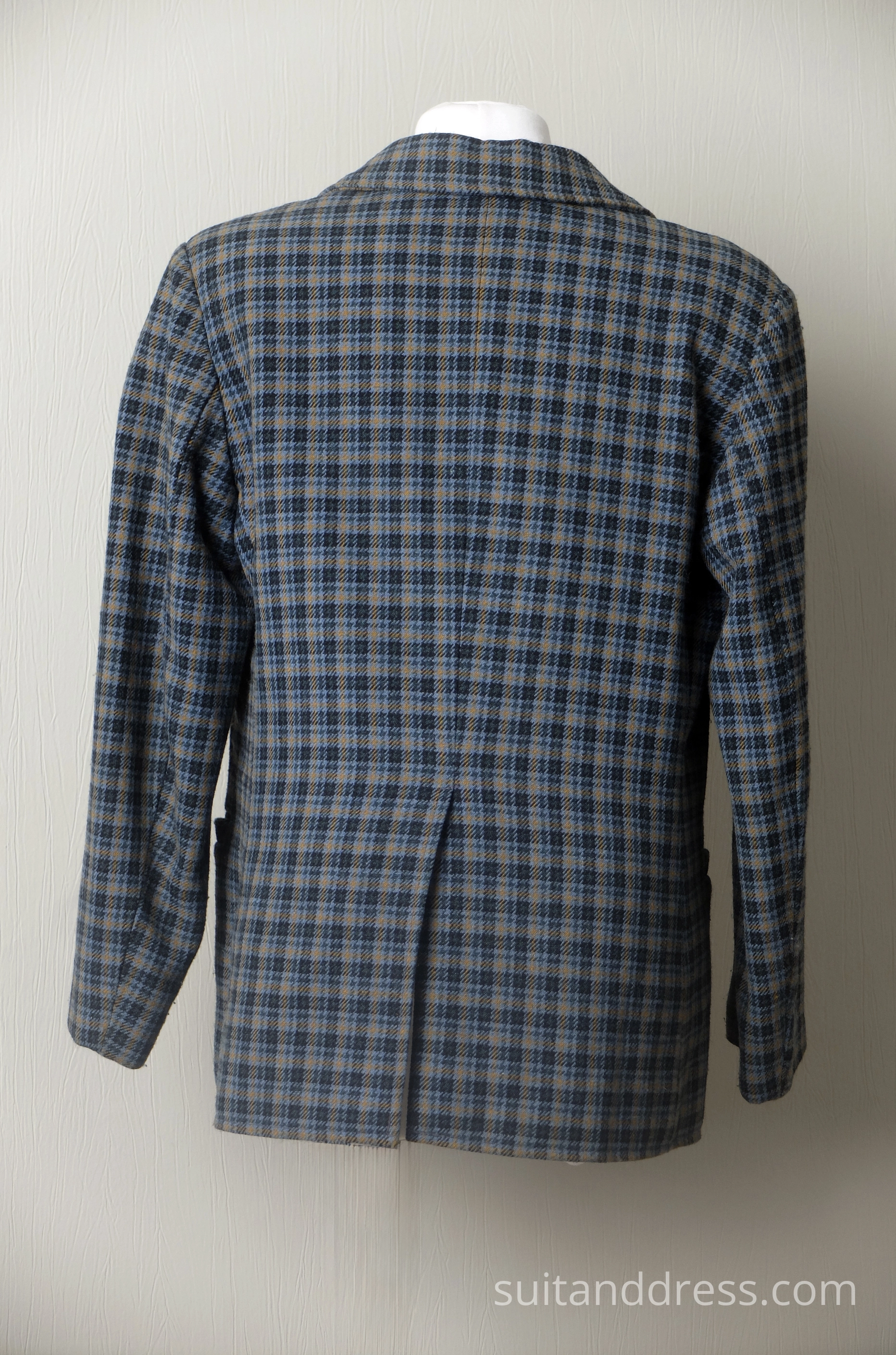 1960s boys plaid wool blazer tartan wool grey
