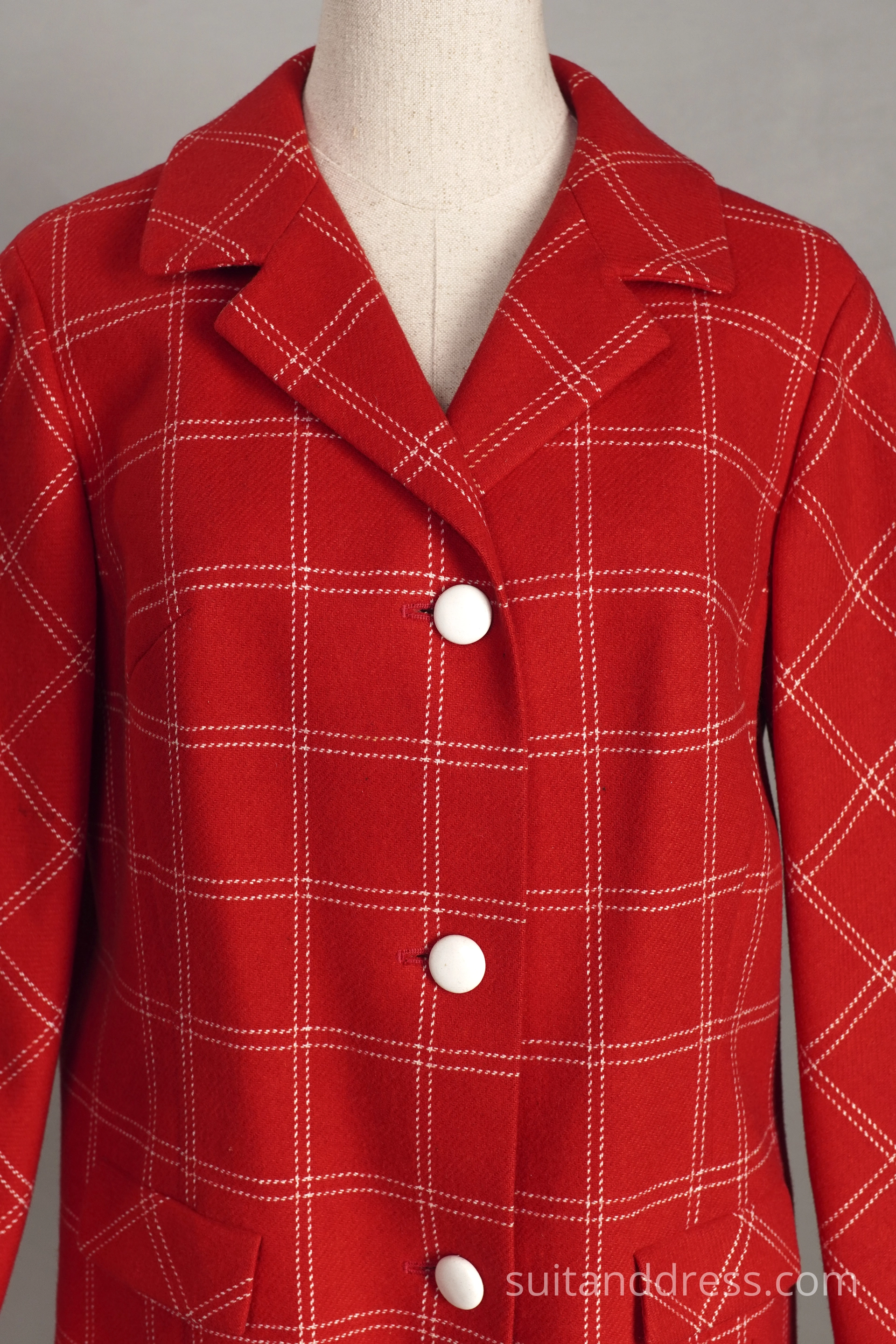 1960s red plaid ladies suit