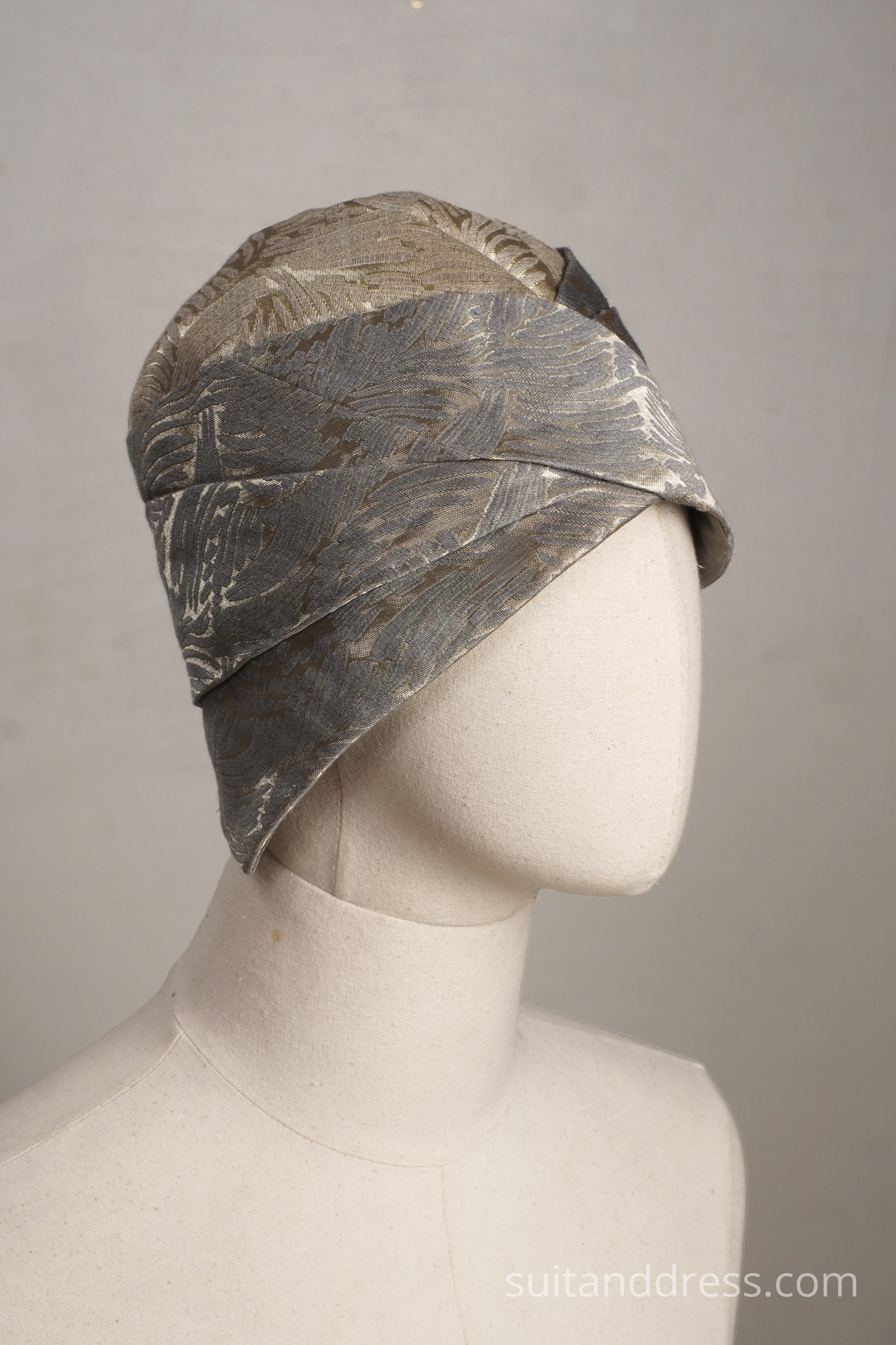 1920s cloche turban brocade lame hat replica