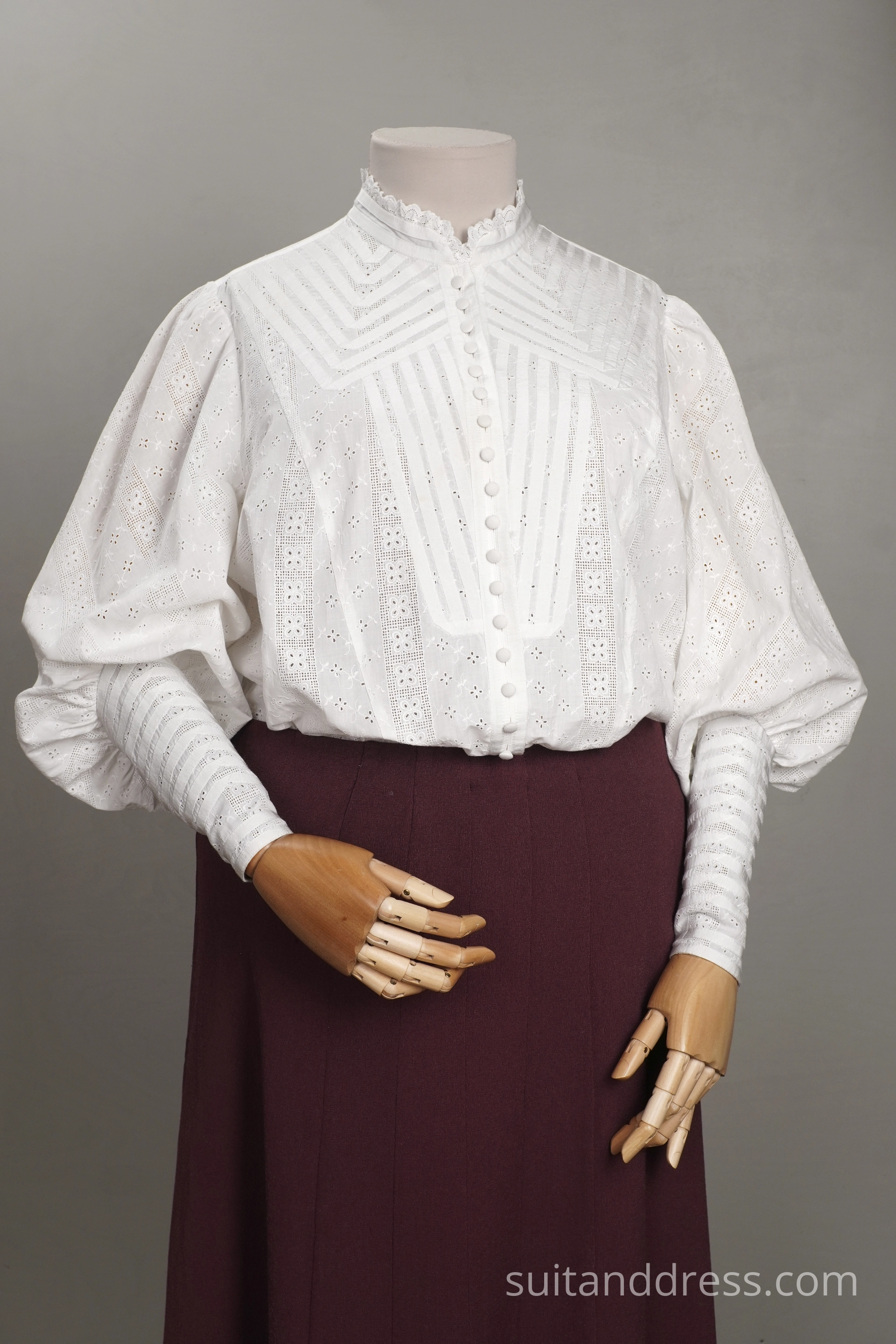 Edwardian eyelet cotton blouse replica broderi anglaise 