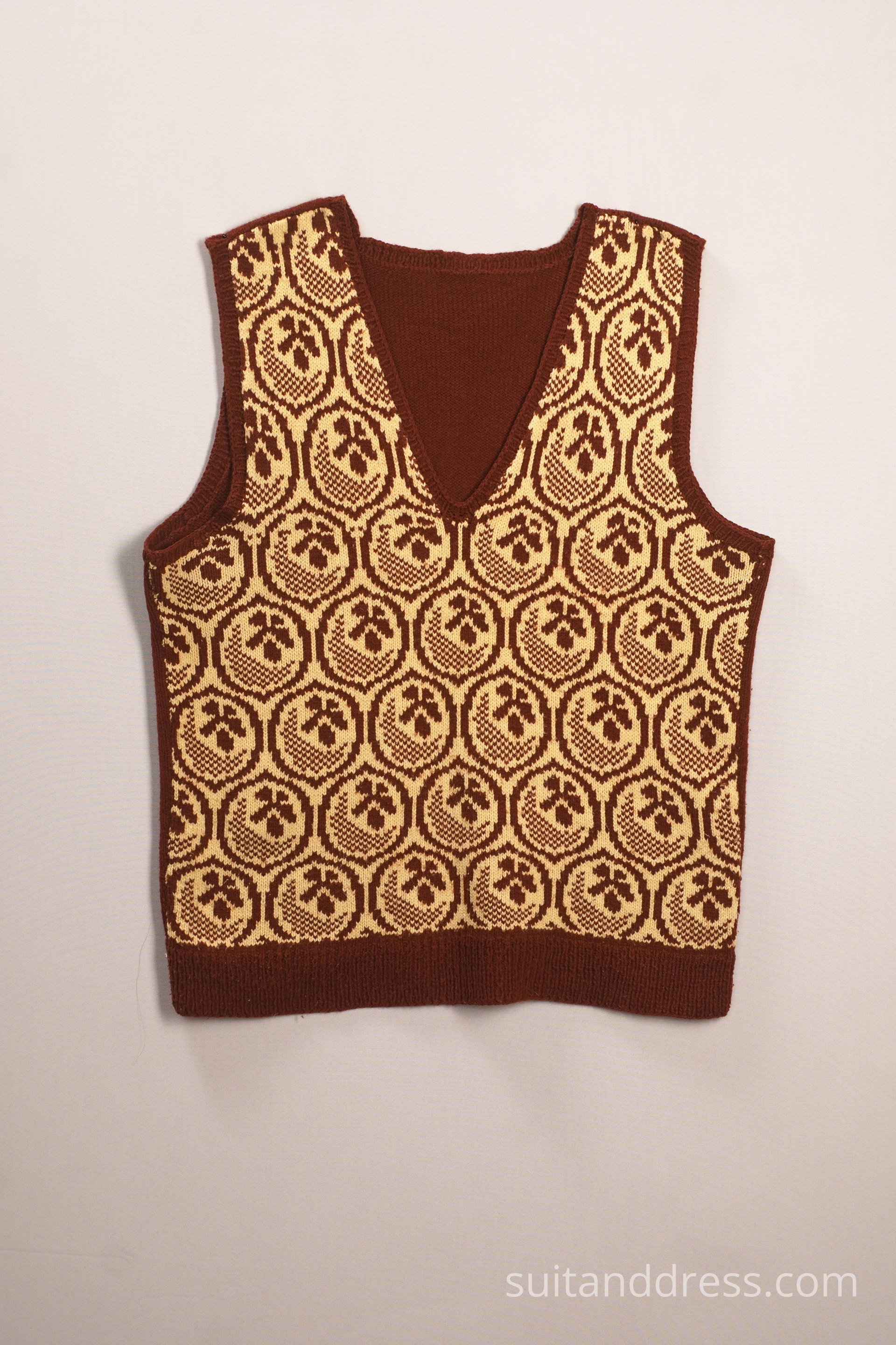 Hand knitted jacquard wool vest