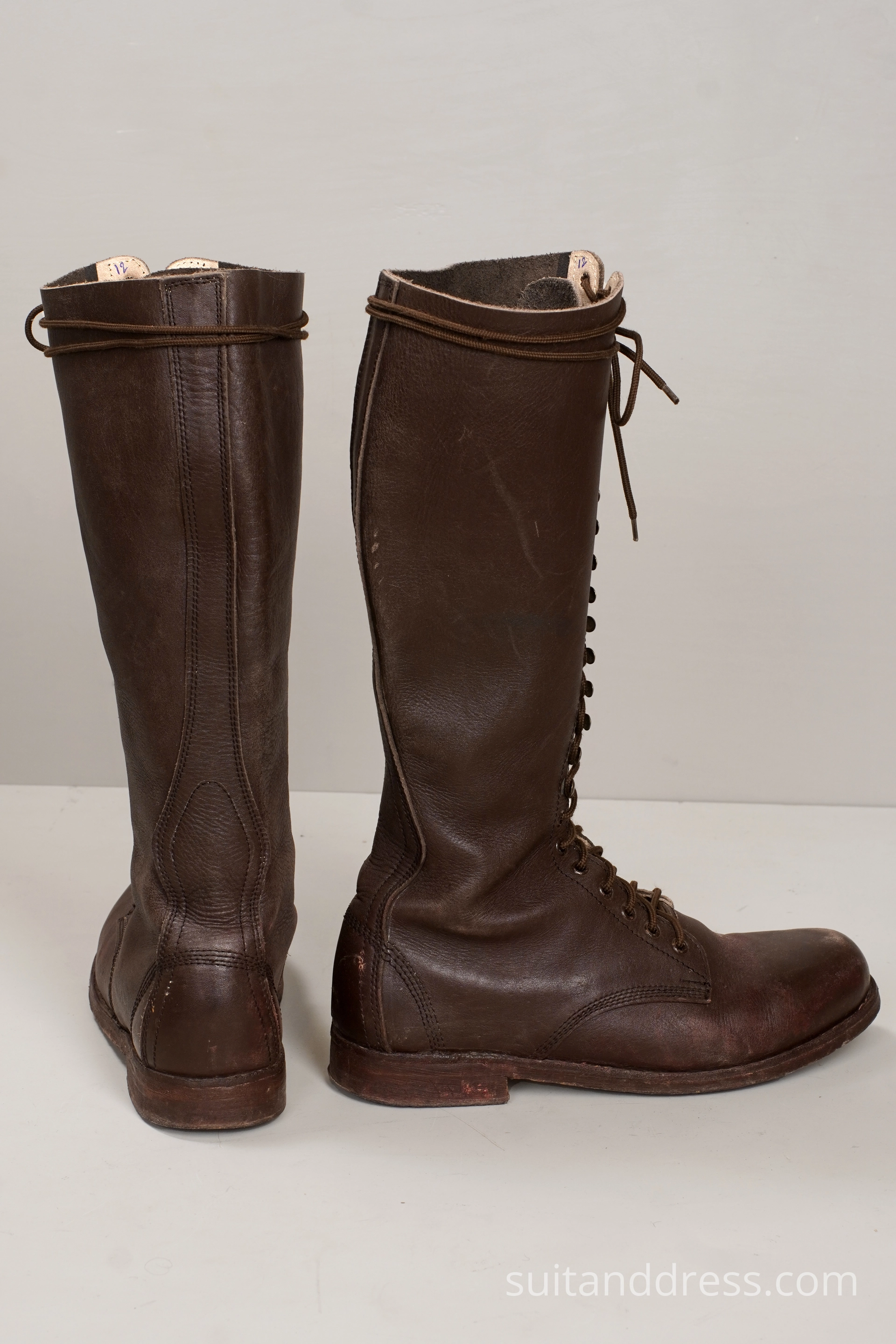 Edwardian style tall lace up boots military style vintage costume rent Riga