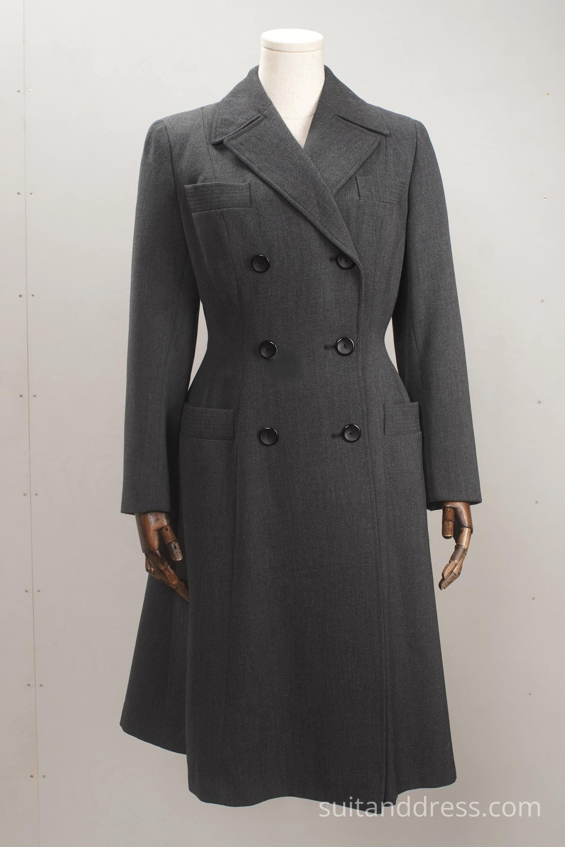1950to gadu sieviešu mode pelēks vintage mētelis tērpu noma